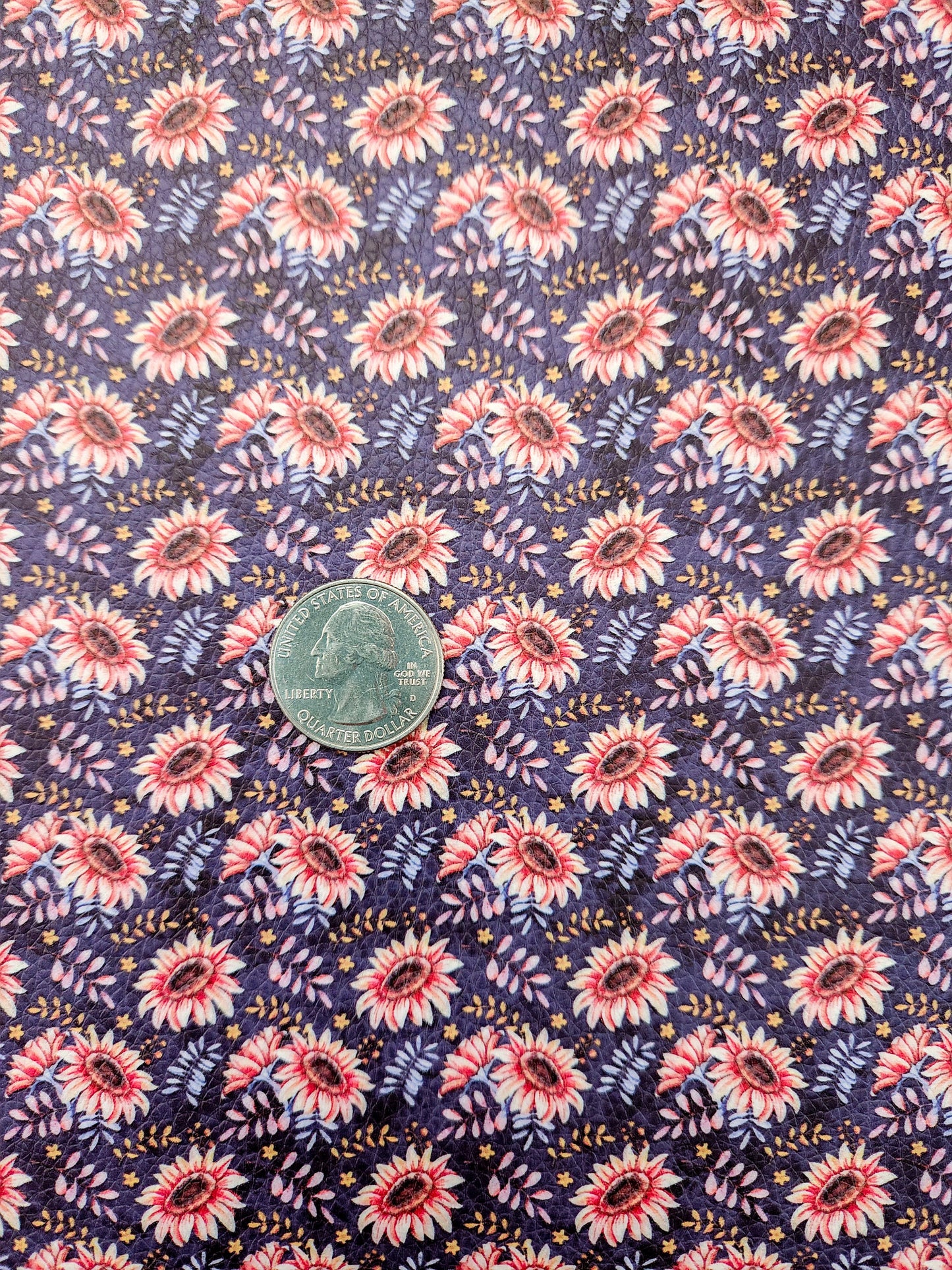 Blue Sunflower 9x12 faux leather sheet