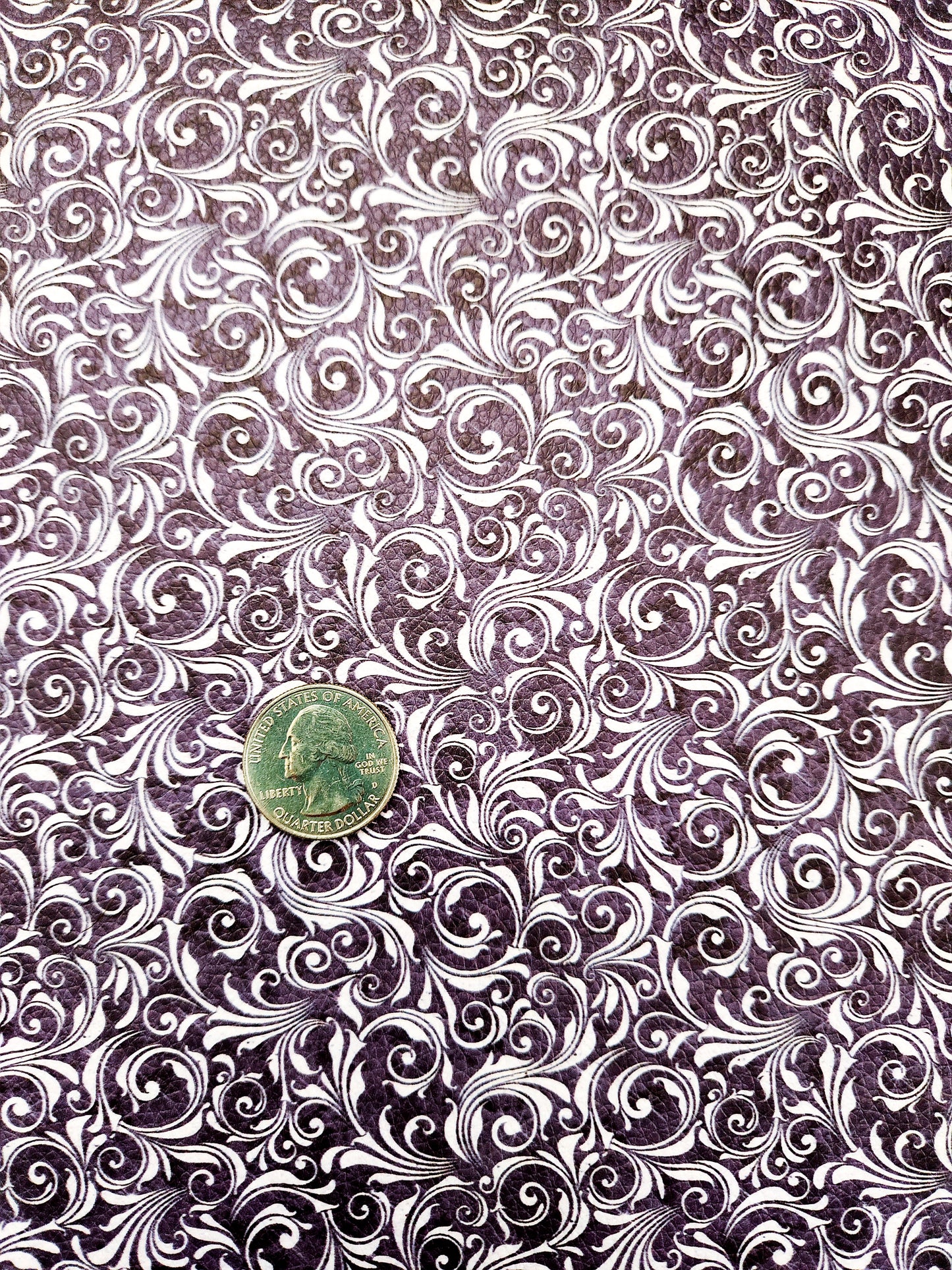 Fancy Black Silver Swirls 9x12 faux leather sheet