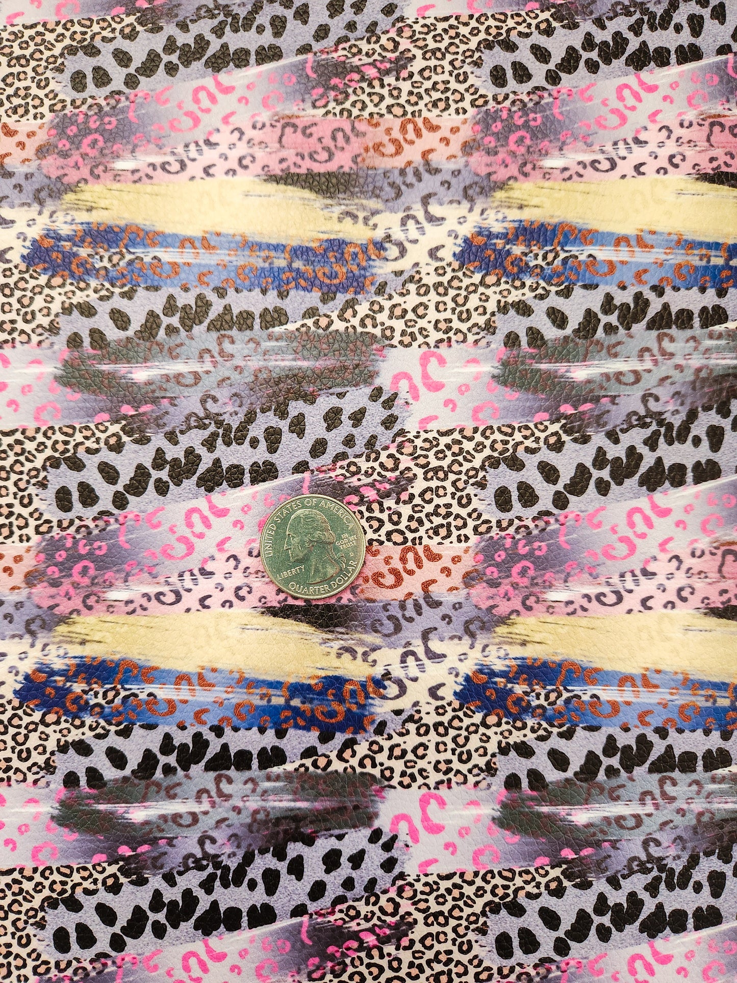 Colorful Leopard Print Brushstrokes 9x12 faux leather sheet