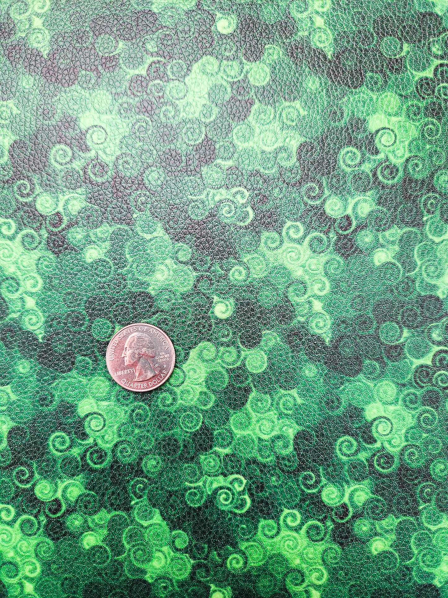 Green Swirls 9x12 faux leather sheet