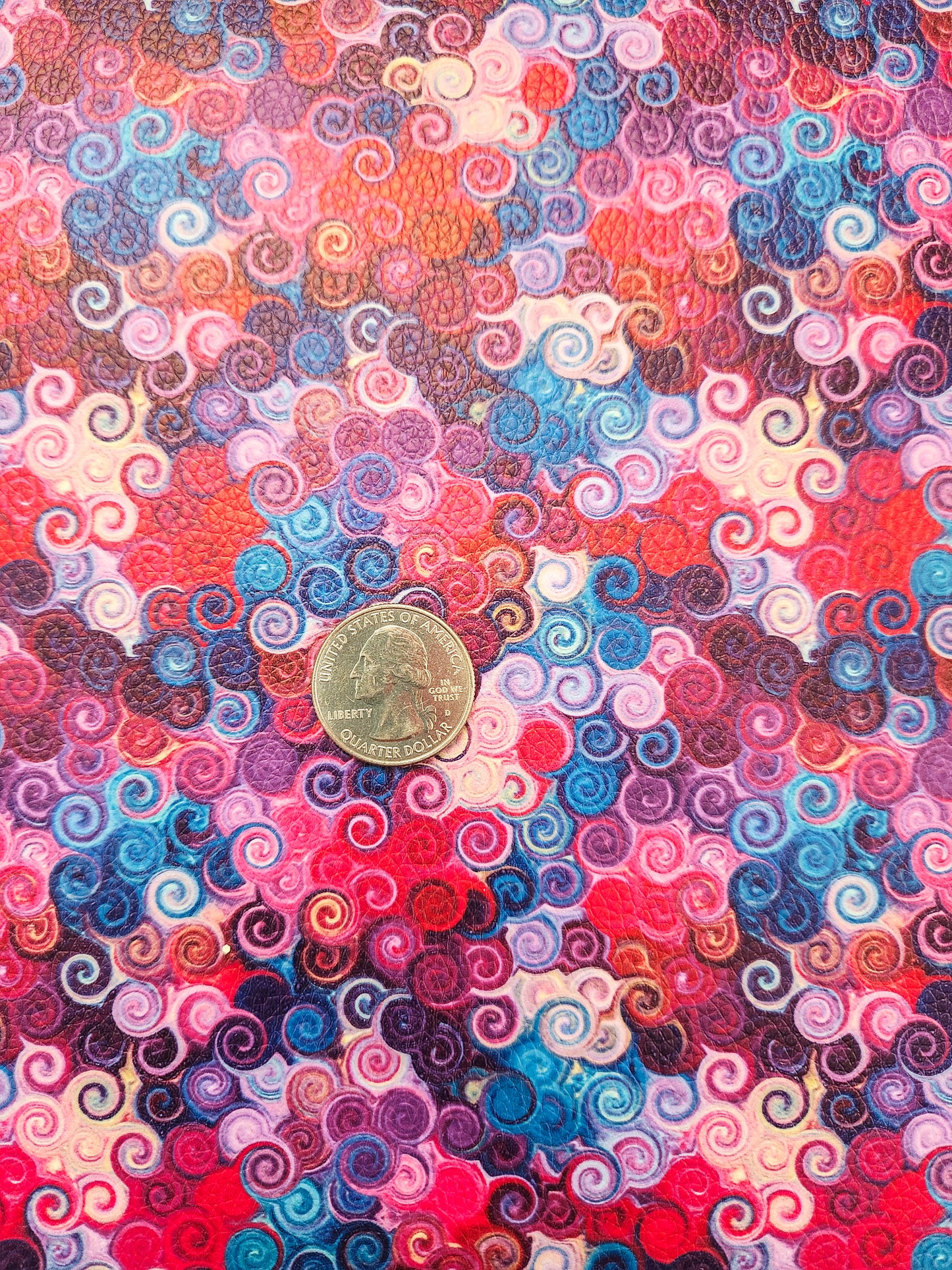 Multi-colored Swirls 9x12 faux leather sheet