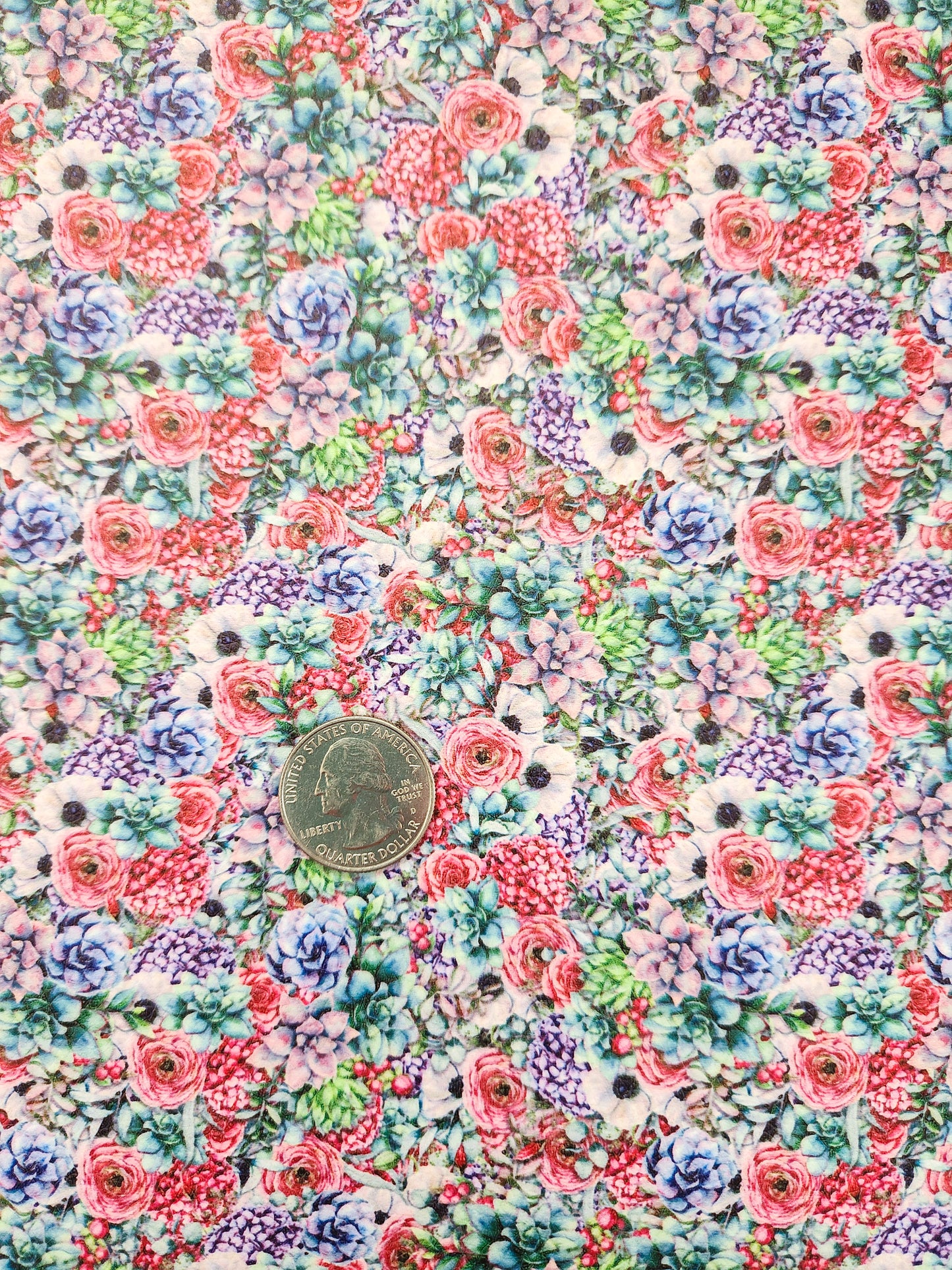 Pink Colorful Succulent 9x12 faux leather sheet