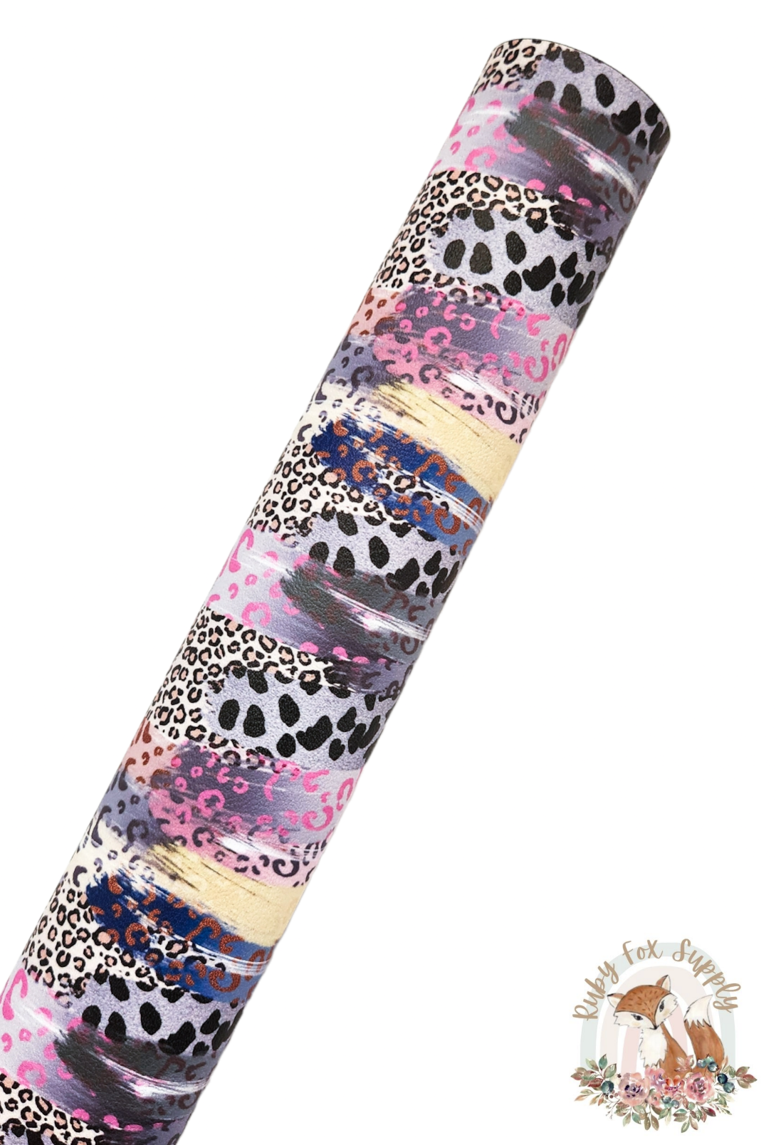 Colorful Leopard Print Brushstrokes 9x12 faux leather sheet