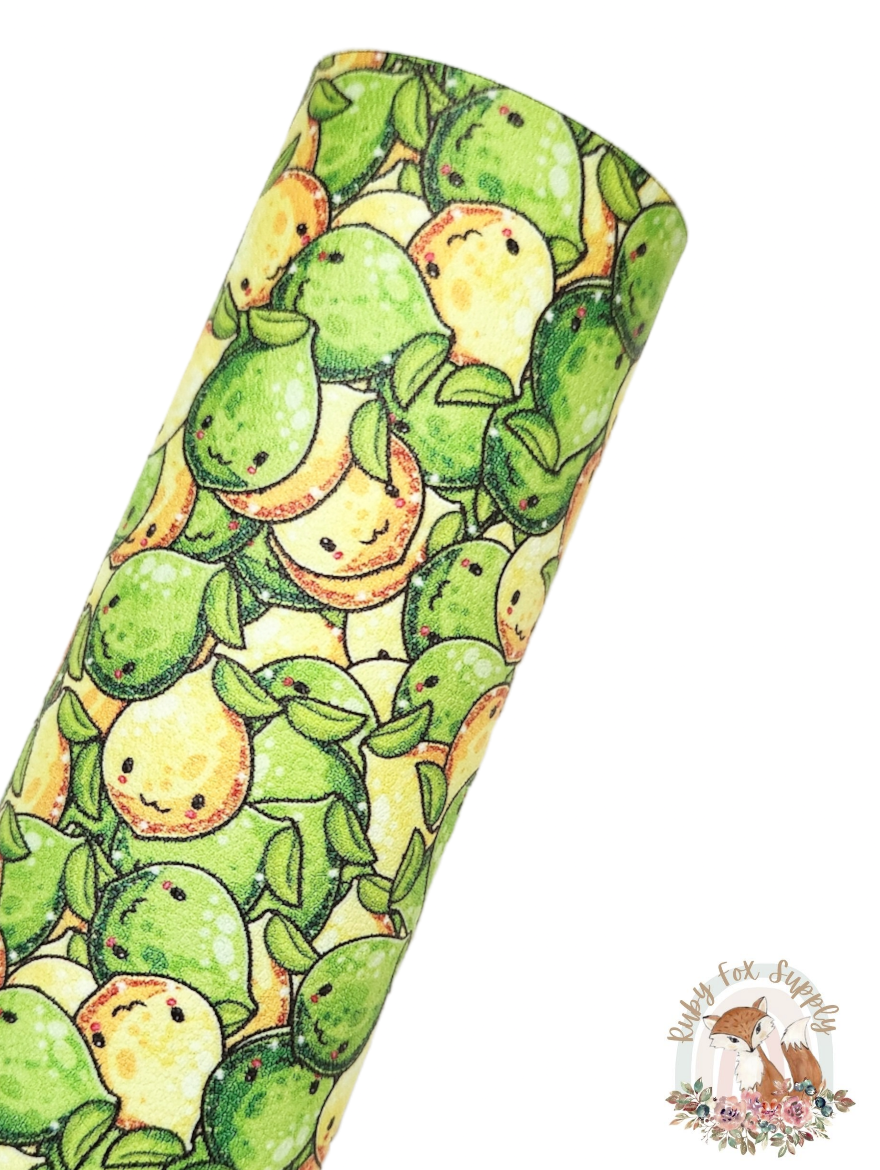 Smiling Lemon Lime 9x12 faux leather sheet
