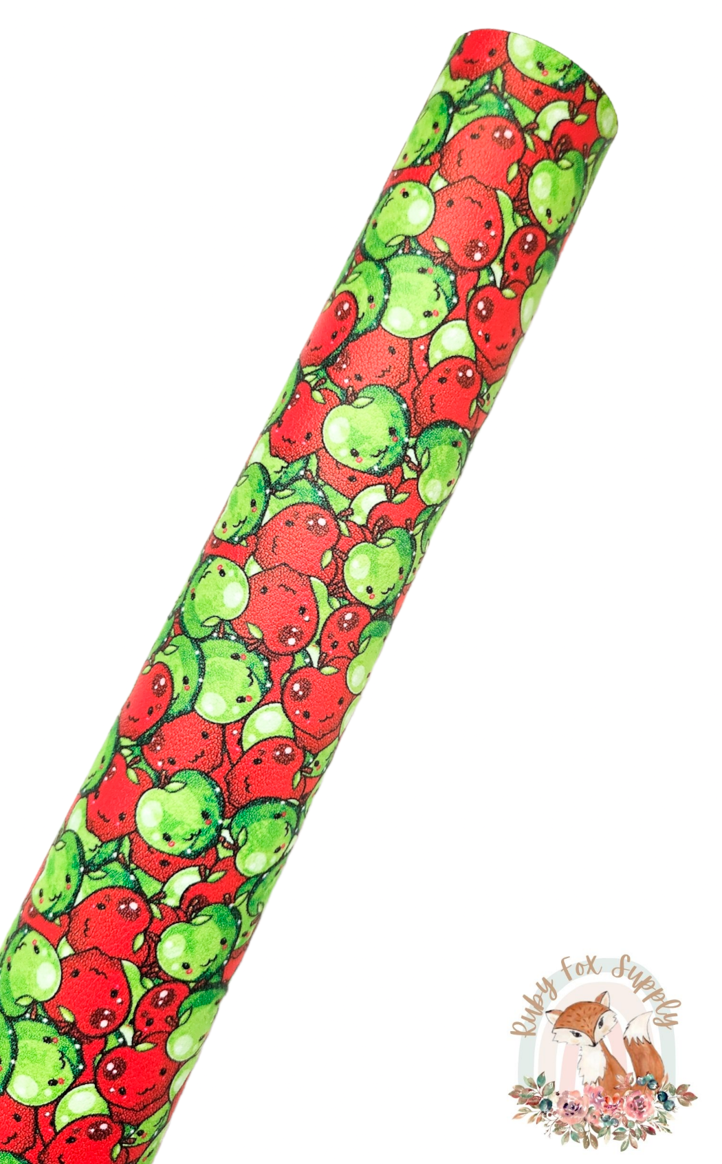 Smiling Apples 9x12 faux leather sheet