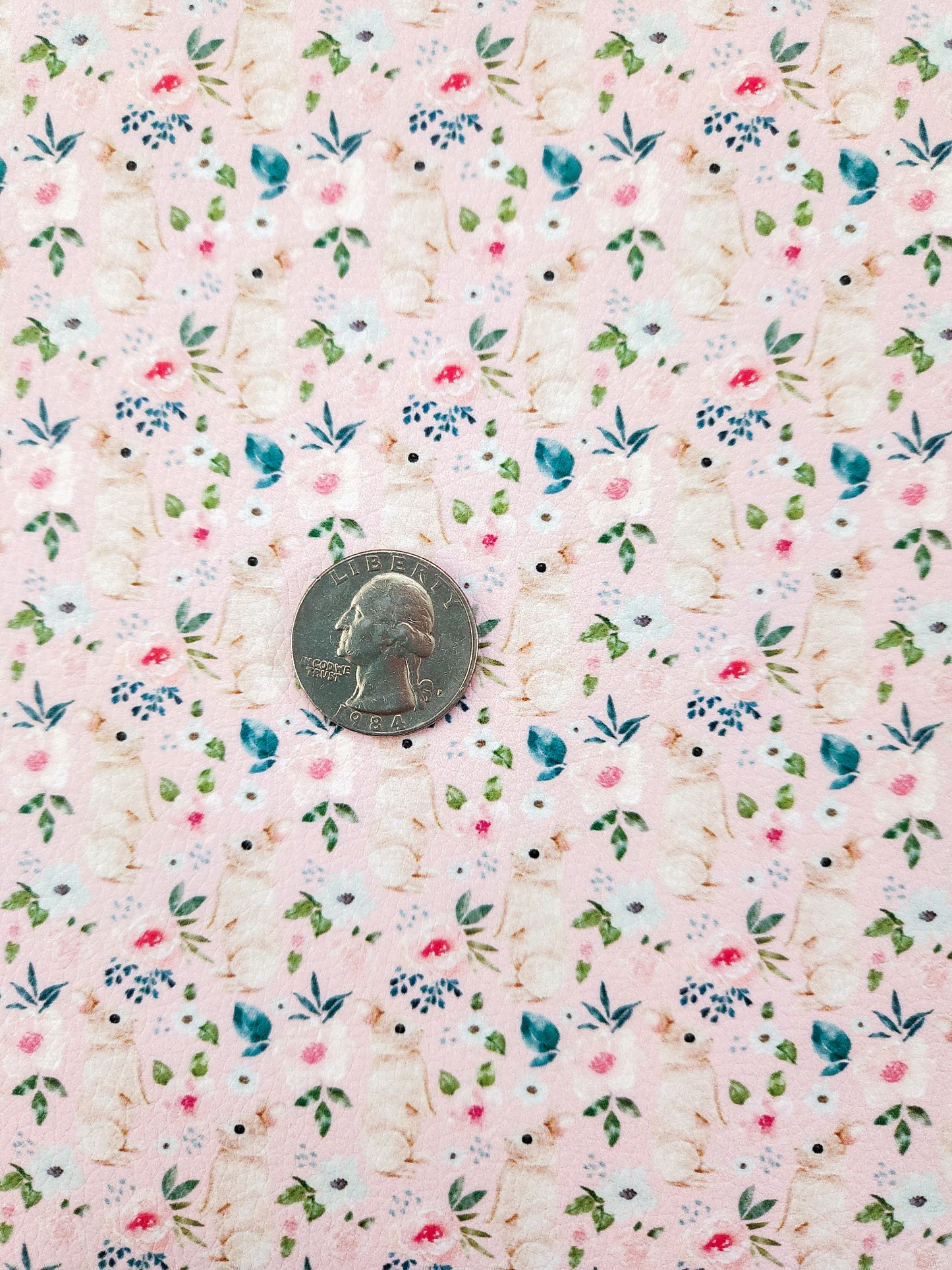 Pink Bunny 9x12 faux leather sheet