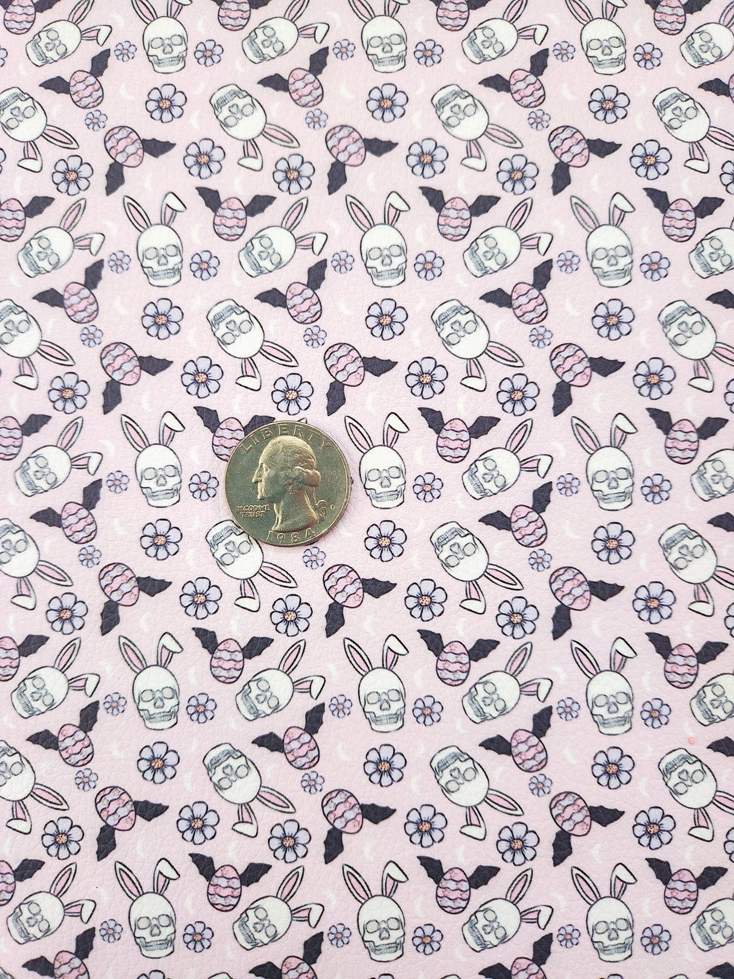 Skeleton Bunny Eggs 9x12 faux leather sheet