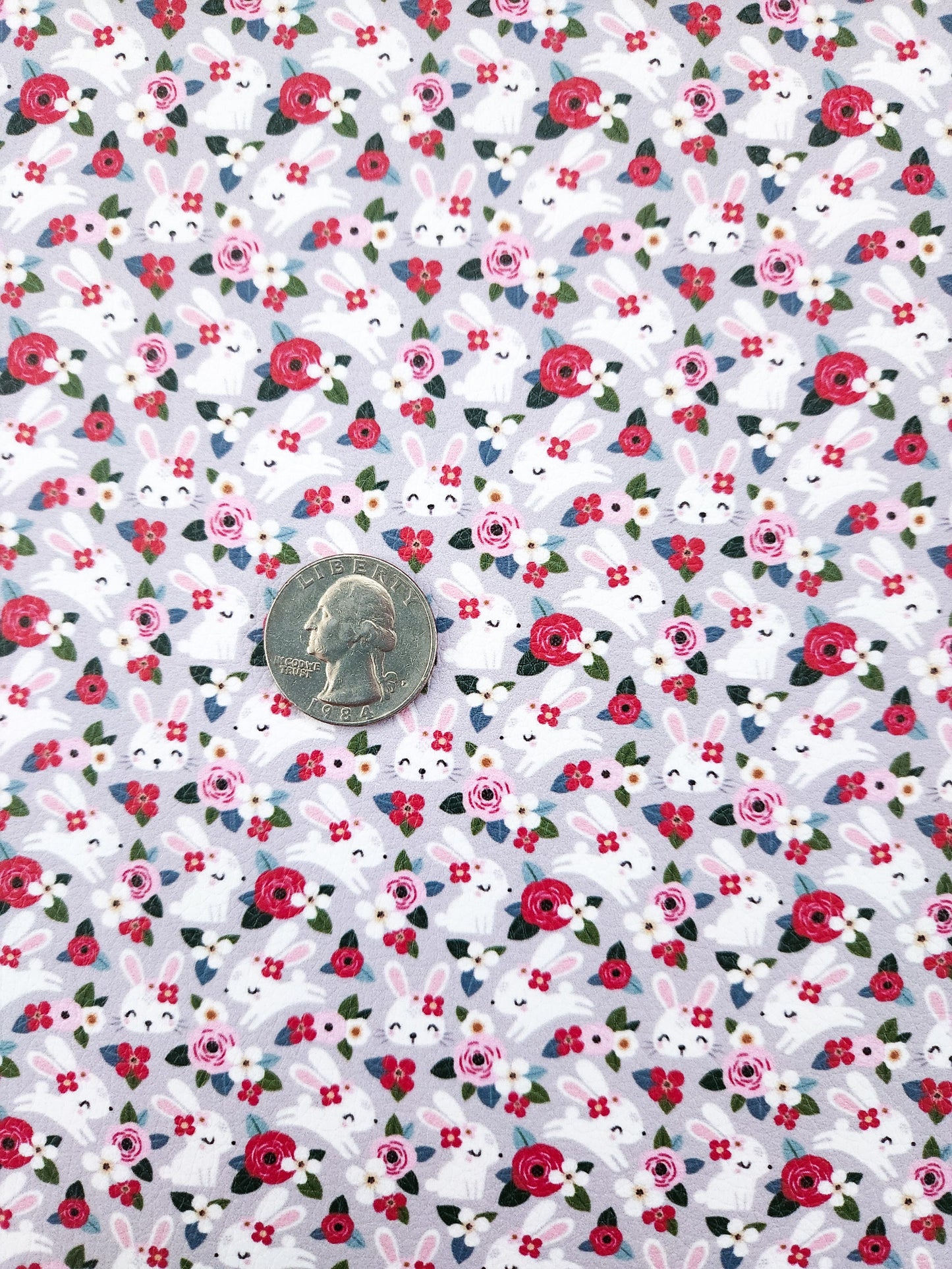 Grey Hopping Bunny 9x12 faux leather sheet