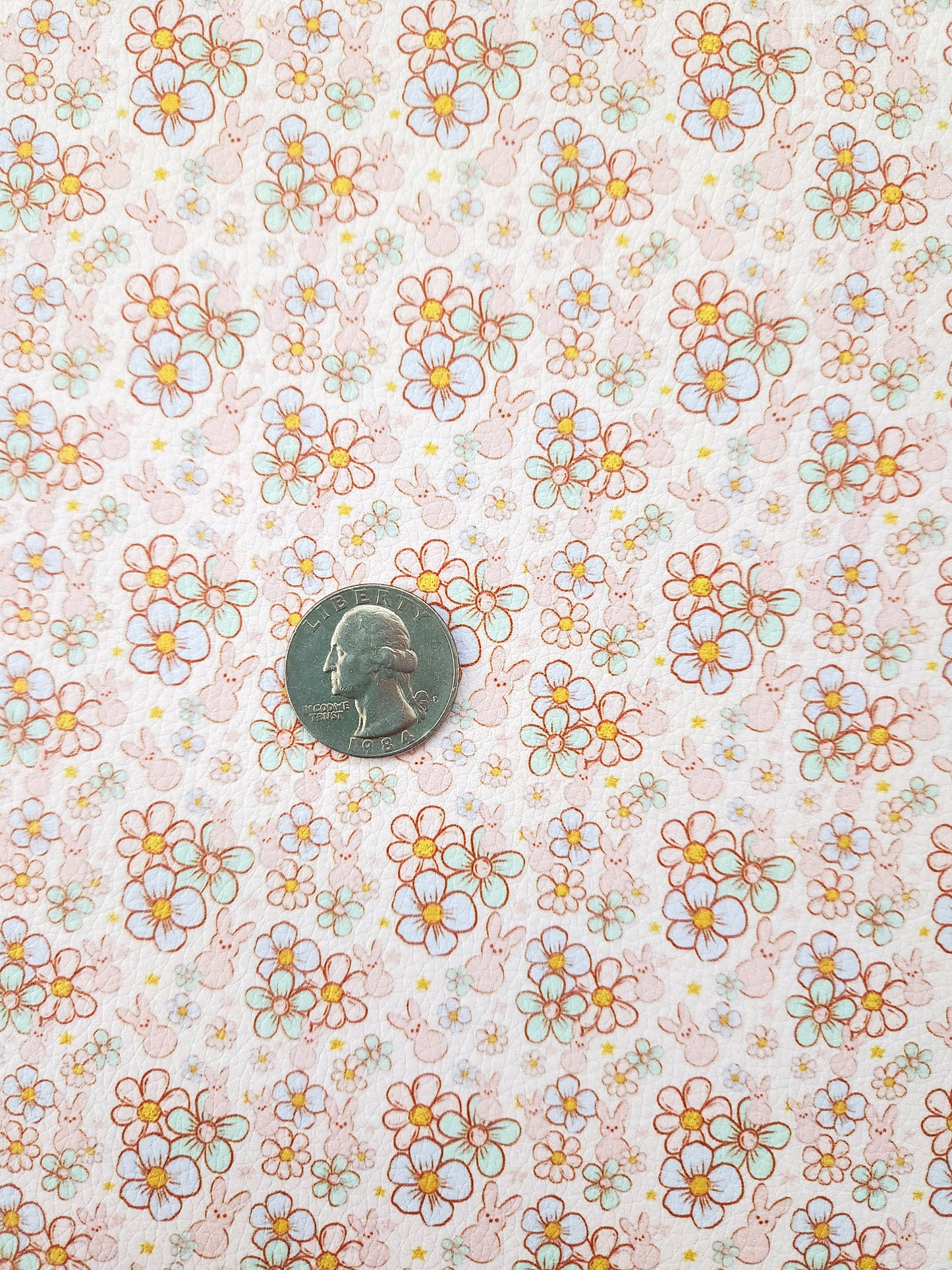 Floral Tiny Bunny 9x12 faux leather sheet