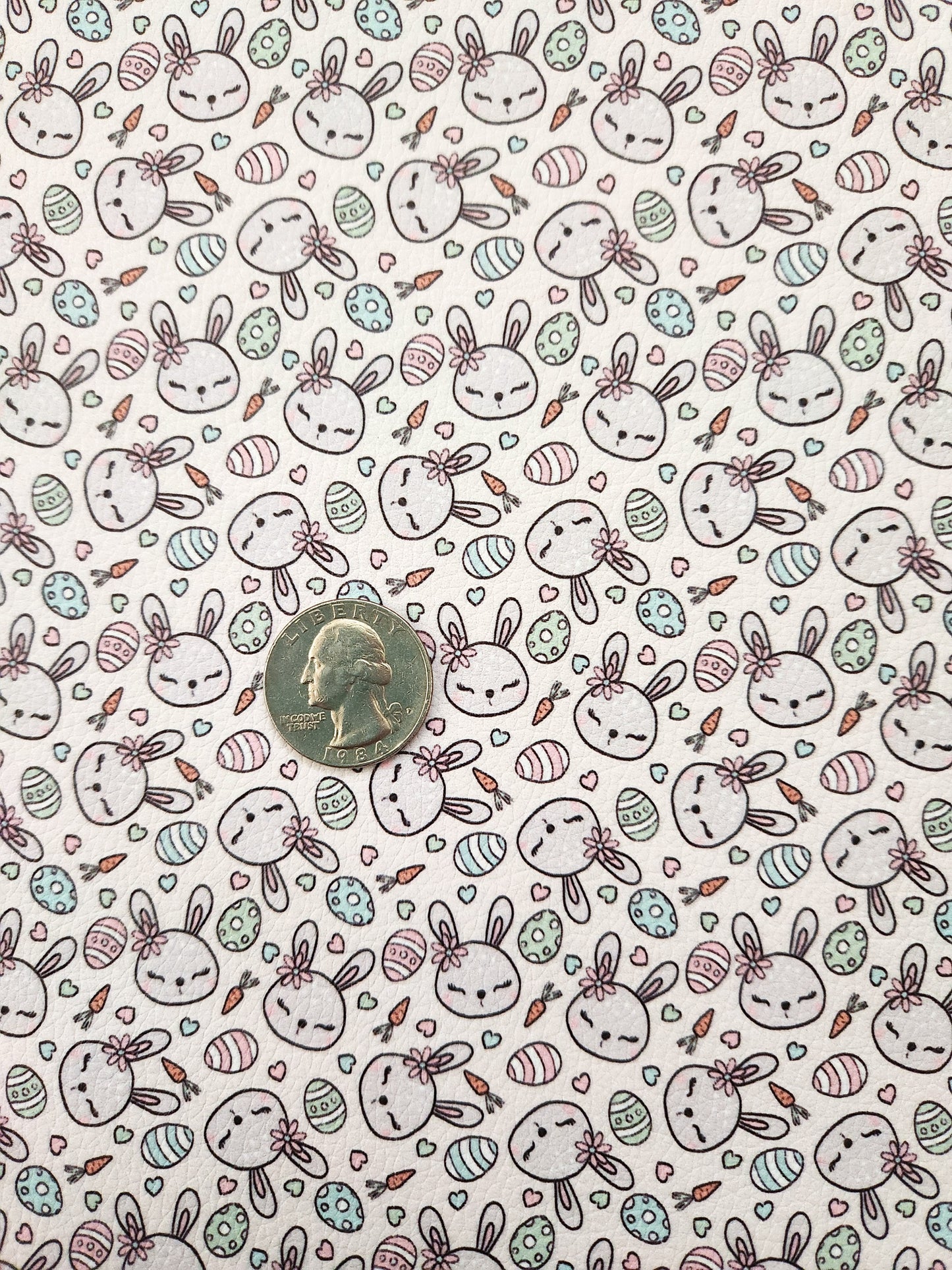 Silver Bunny 9x12 faux leather sheet