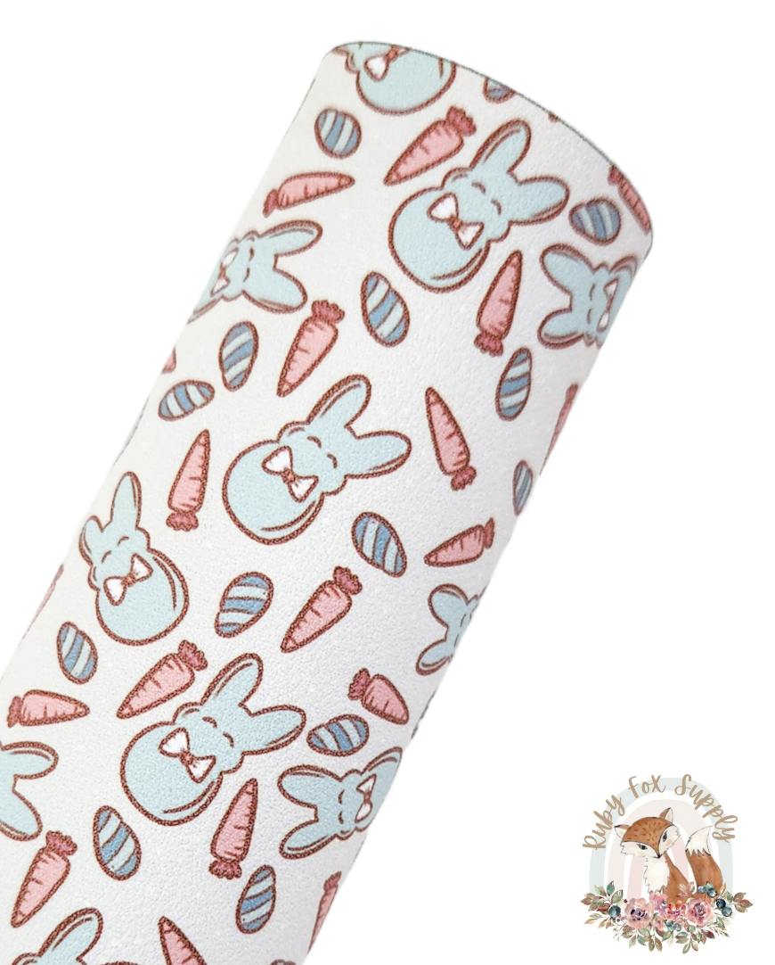 Bowtie Bunnies 9x12 faux leather sheet
