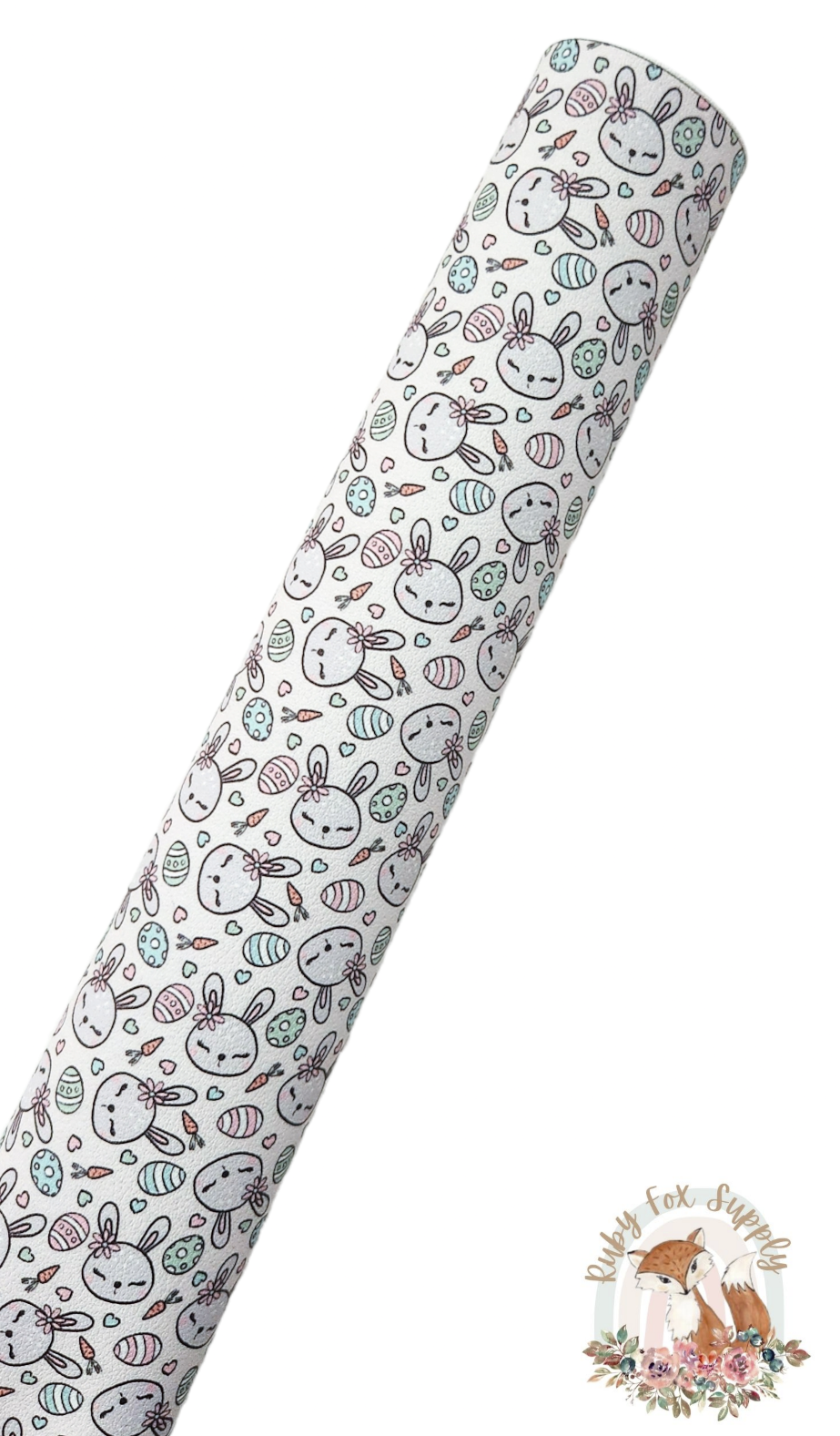 Silver Bunny 9x12 faux leather sheet