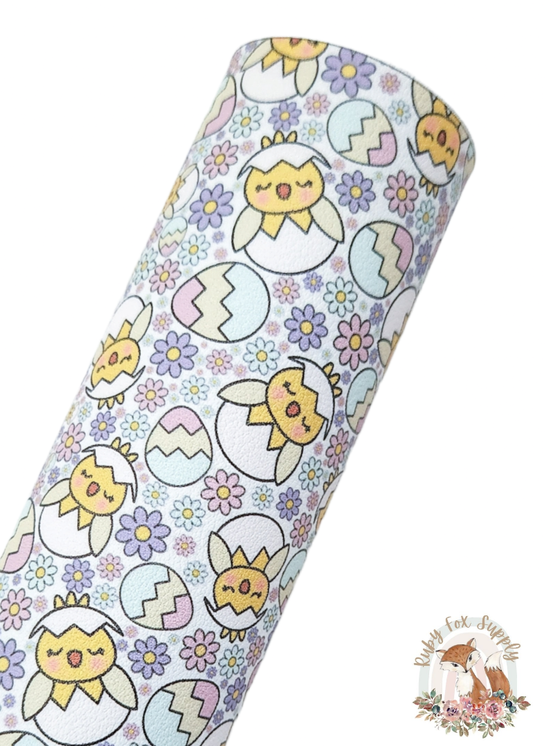 Baby Chick Eggs 9x12 faux leather sheet