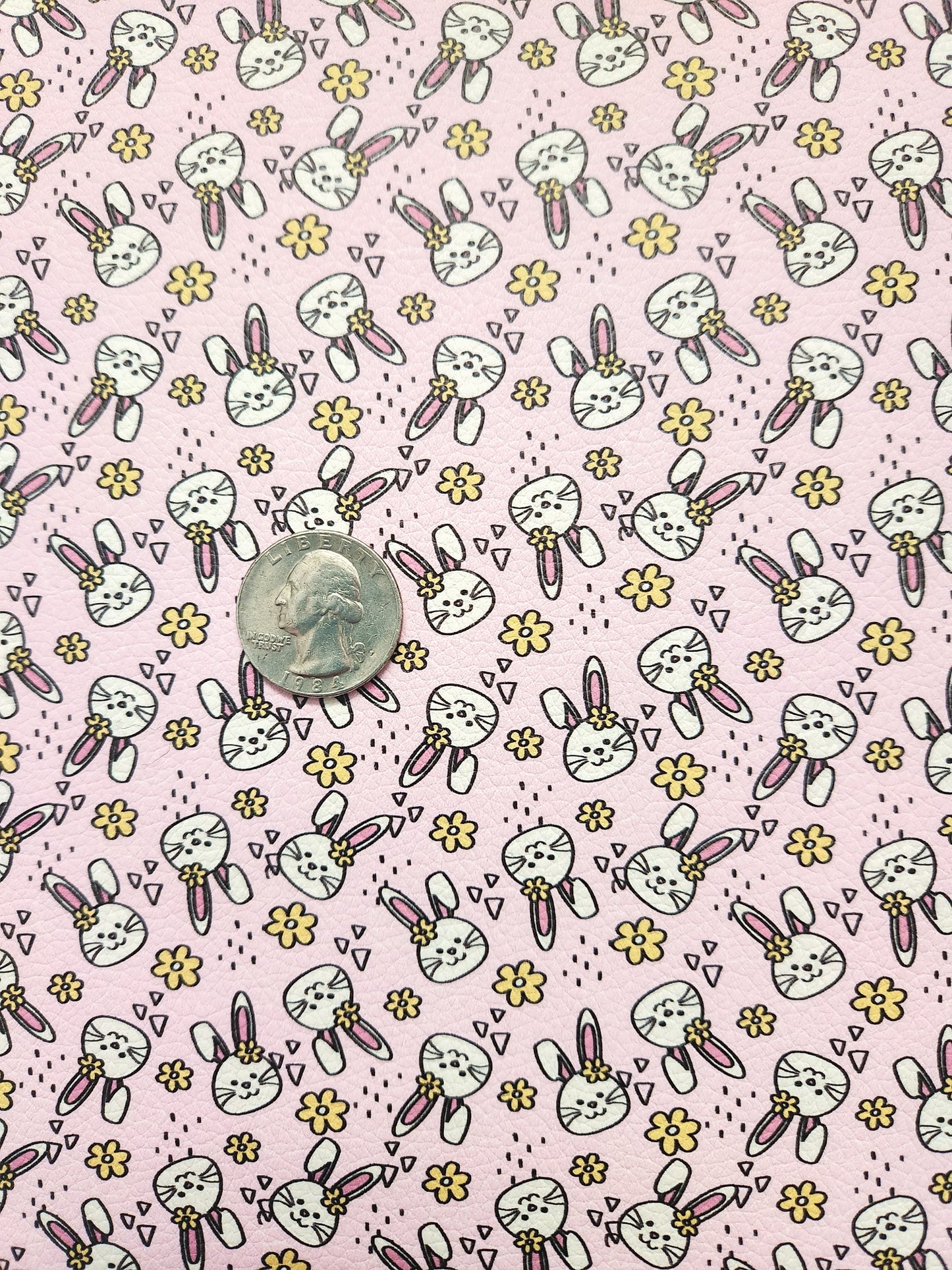 Cute Pink Bunnies 9x12 faux leather sheet