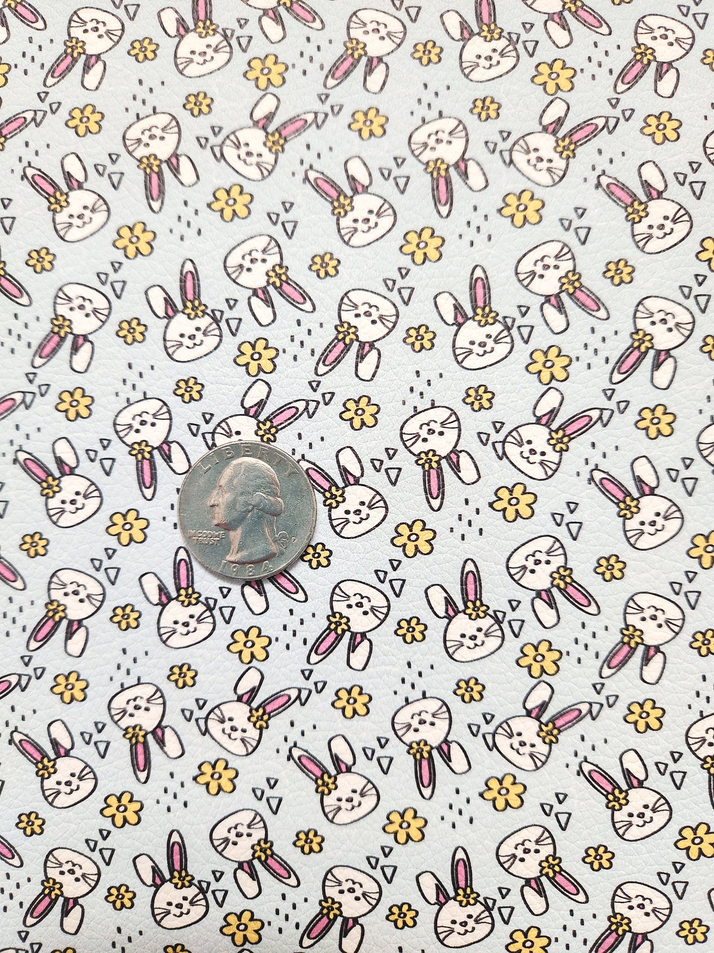 Cute Blue Bunnies 9x12 faux leather sheet