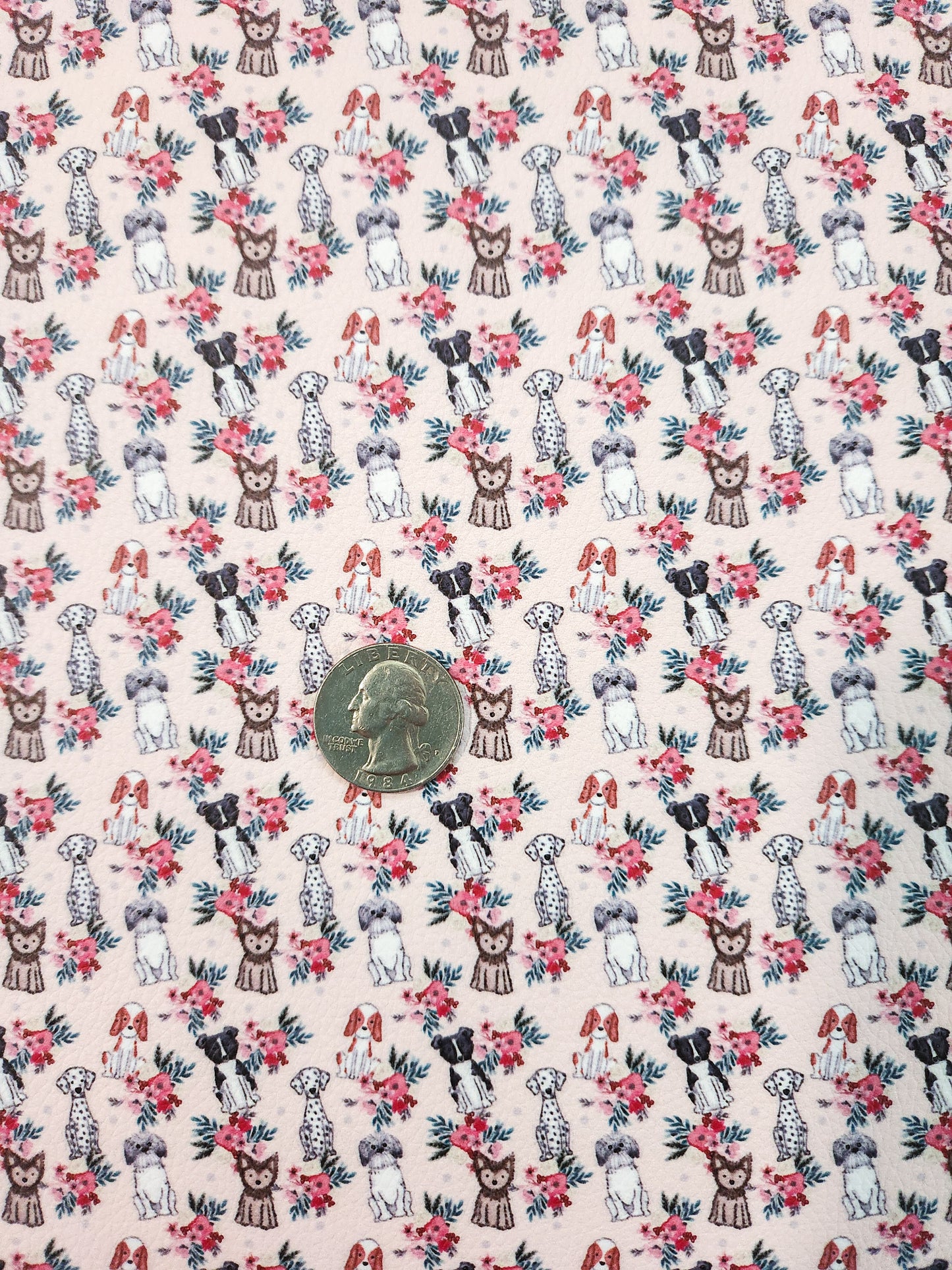 Floral Dogs 9x12 faux leather sheet