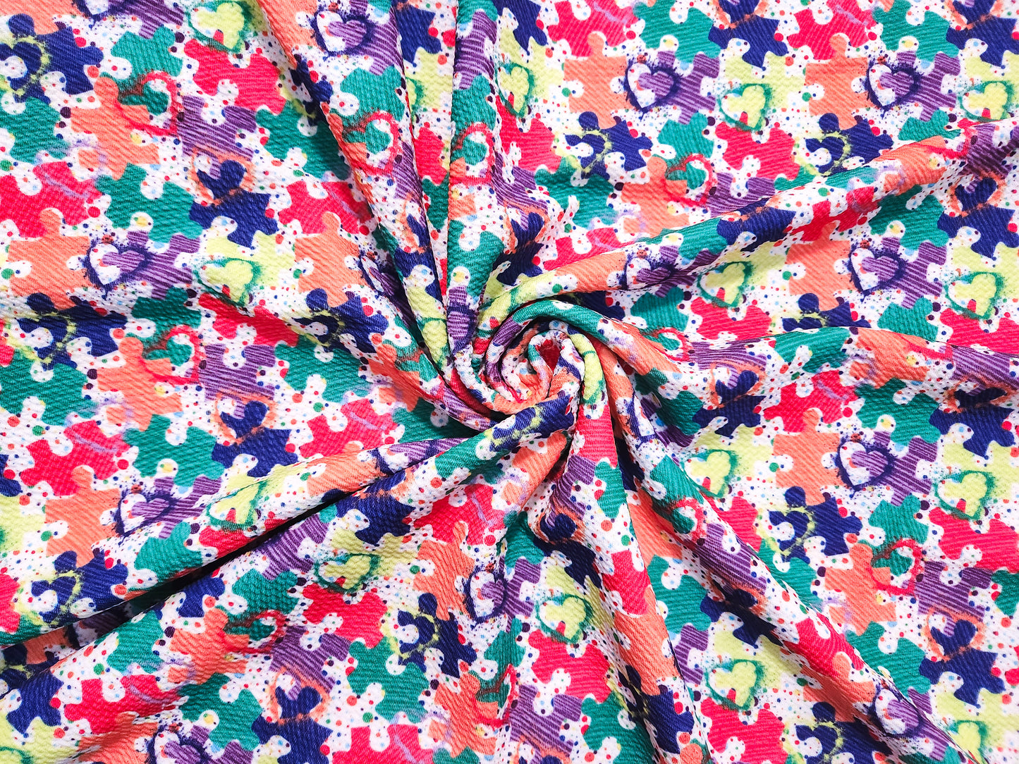 Splatter Puzzle Pieces Fabric Strip