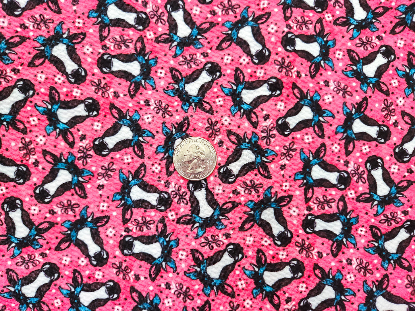 Pink Cow Fabric Strip