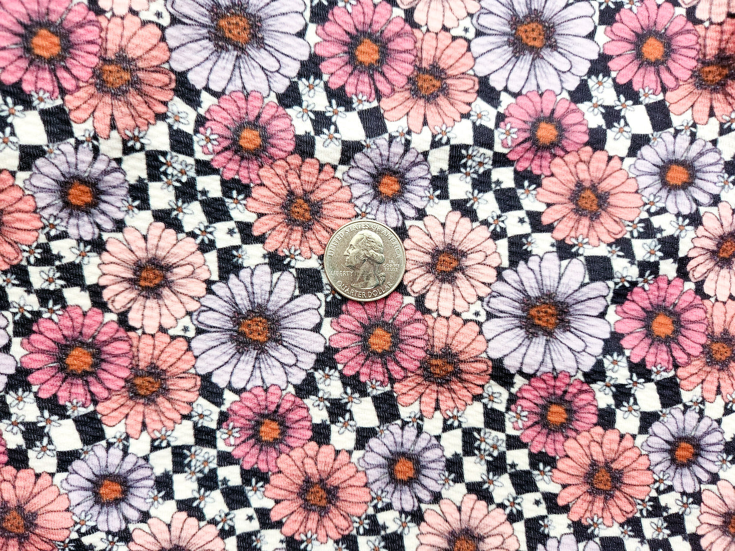 Checkered Floral Fabric Strip