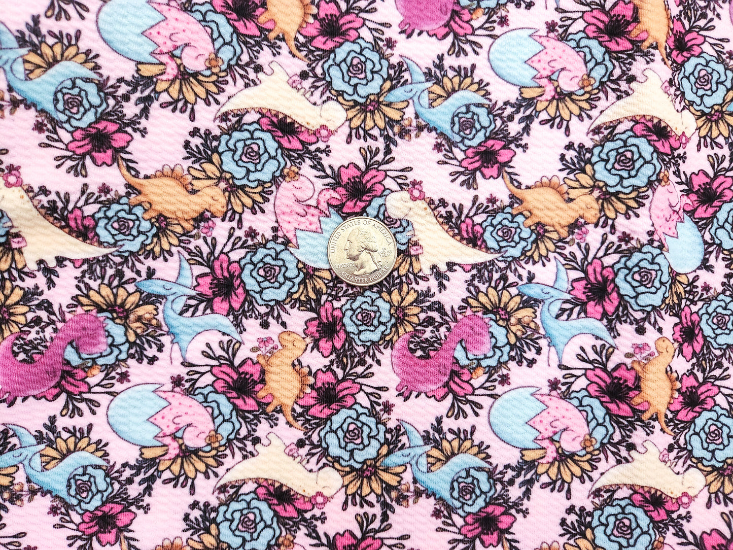 Floral Dinosaurs Fabric Strip