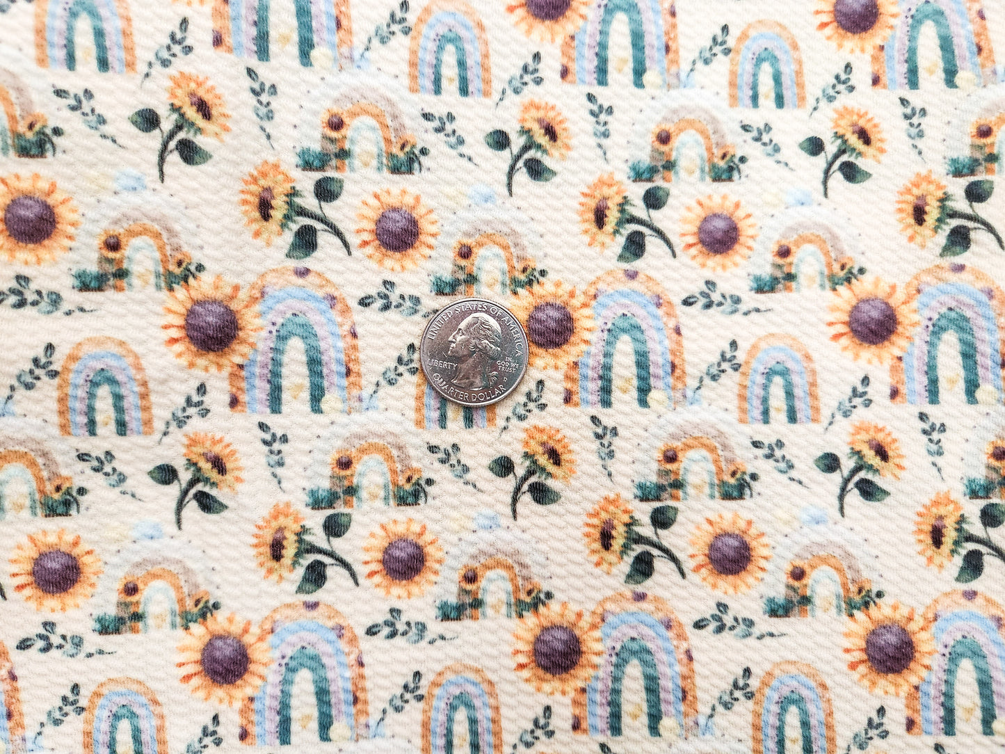 Rainbow Sunflower Fabric Strip