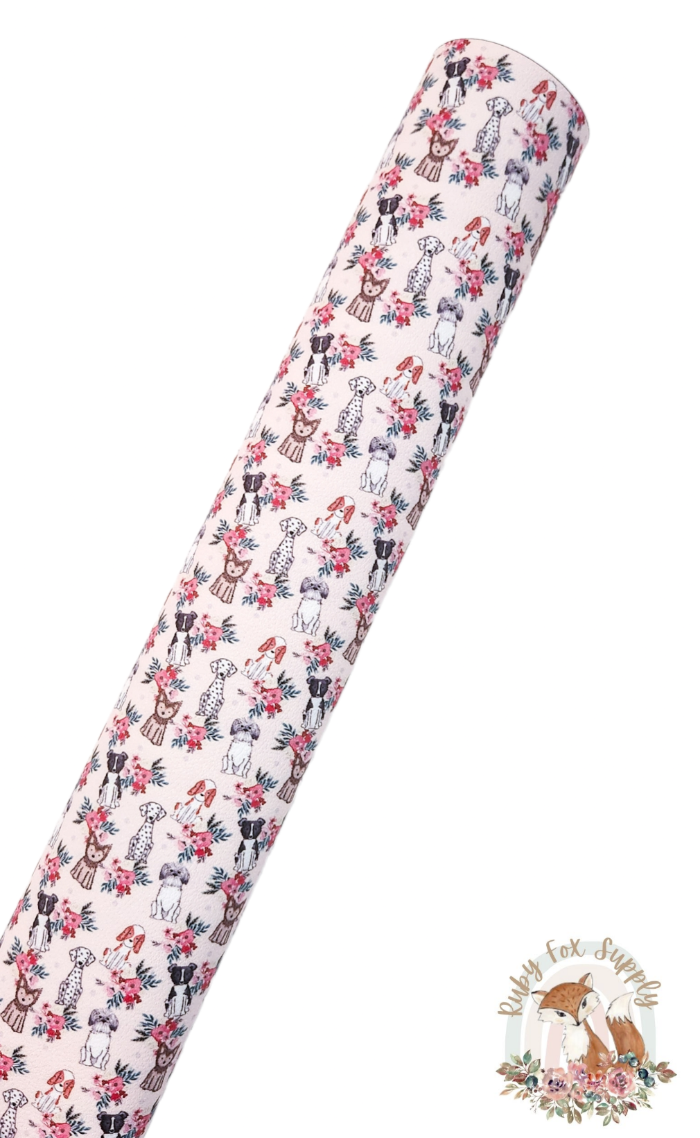 Floral Dogs 9x12 faux leather sheet