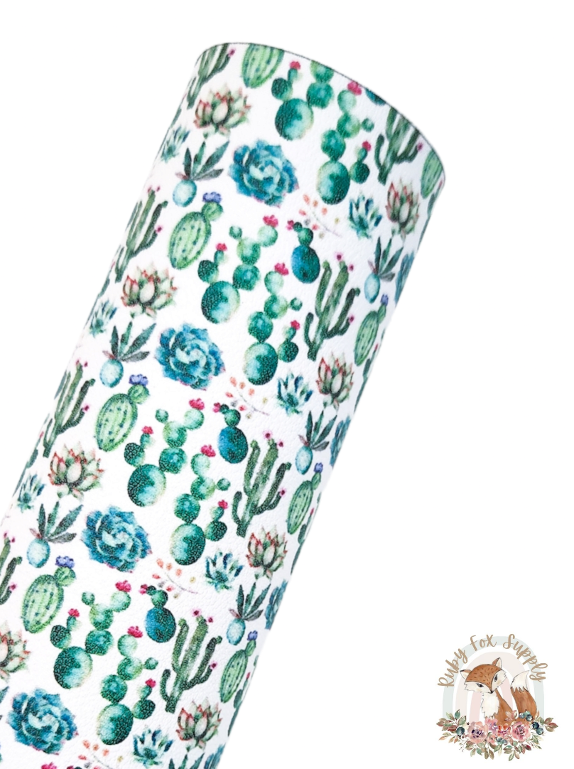 Pretty Cactus faux leather sheet
