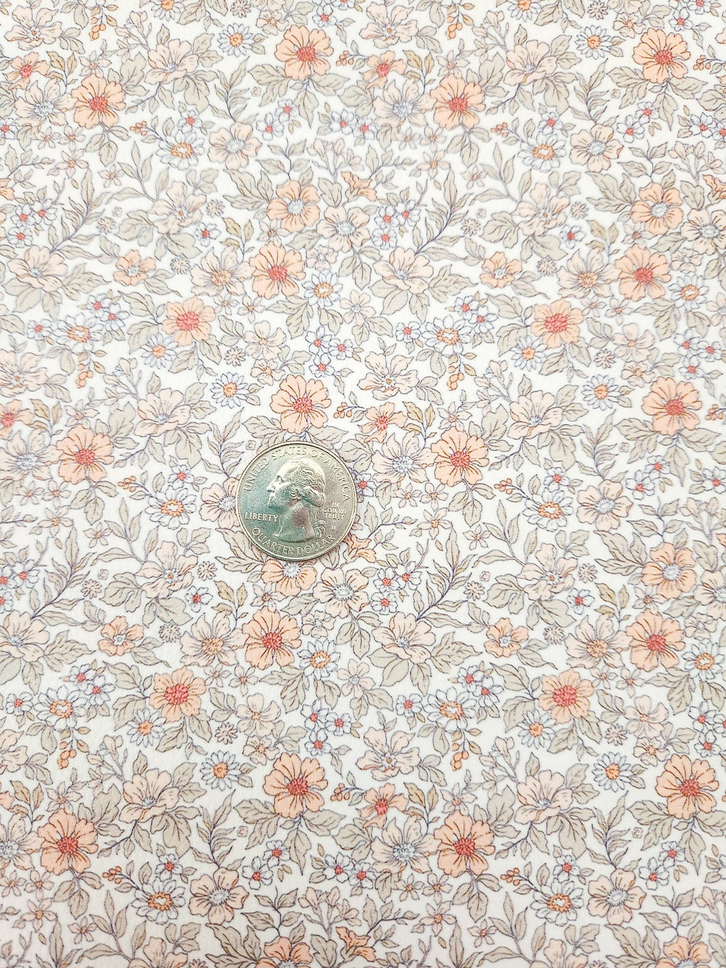 Peach Boho Floral 9x12 faux leather sheet