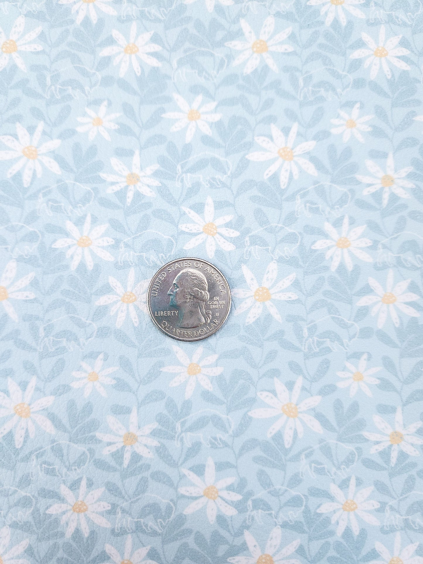 Blue Daisies 9x12 faux leather sheet