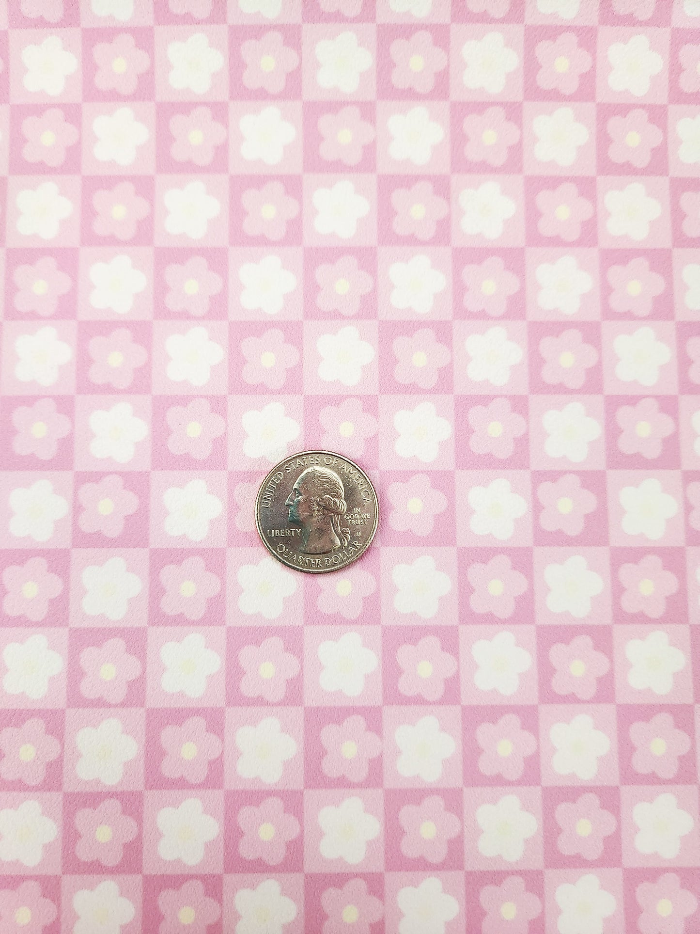 Pink Floral Checker 9x12 faux leather sheet