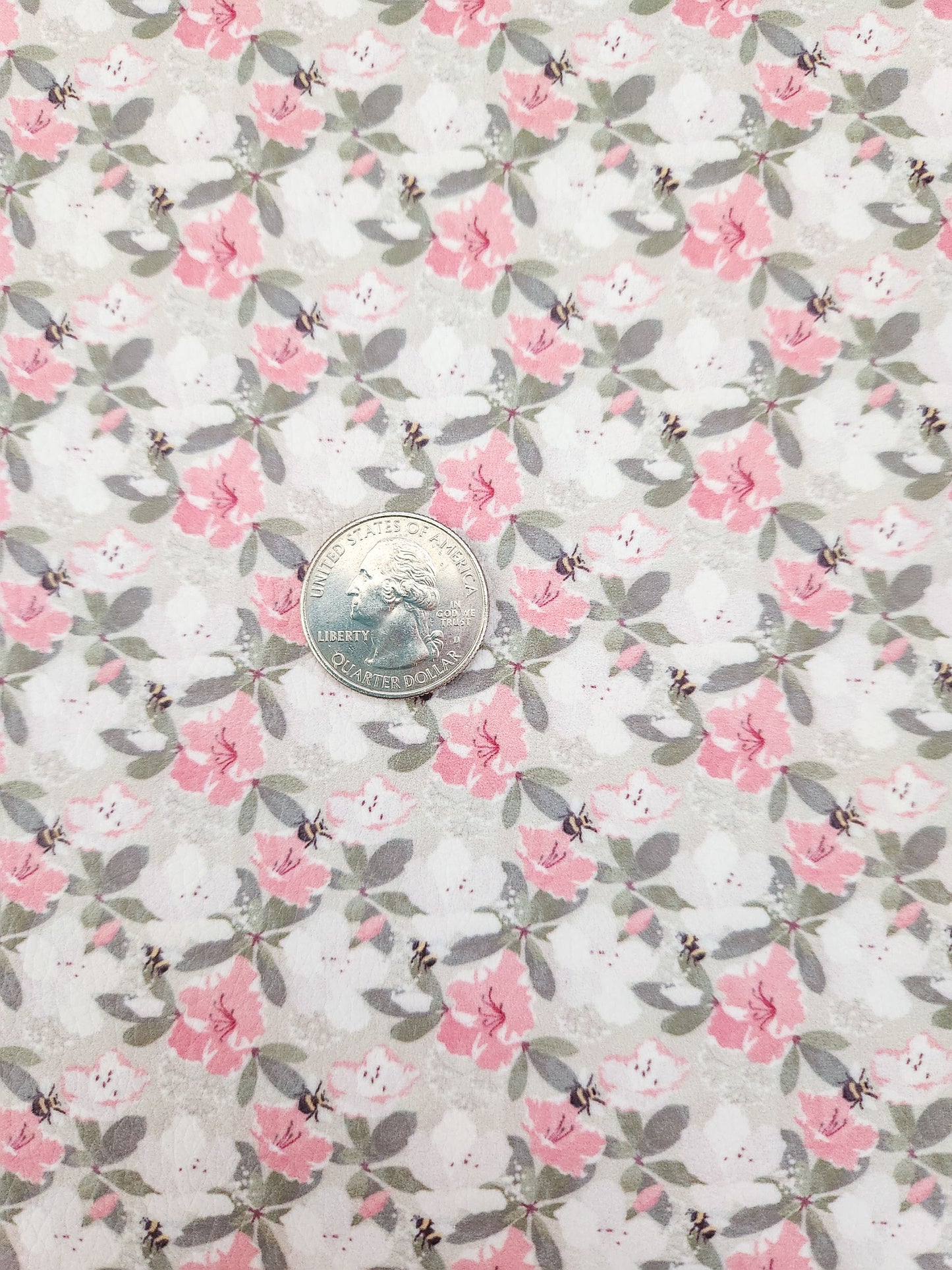 Azaleas and Bees 9x12 faux leather sheet