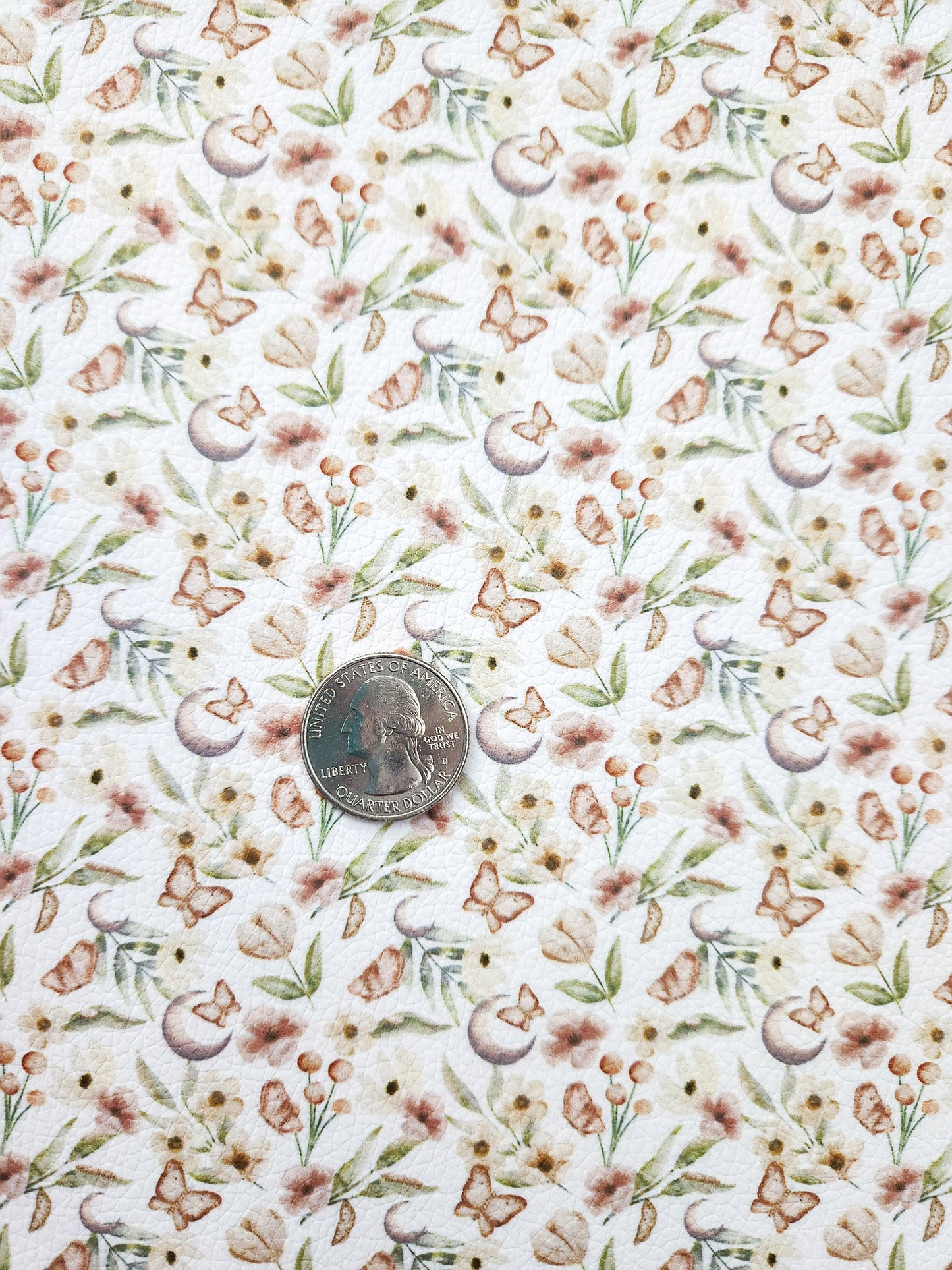 Boho Butterfly Floral 9x12 faux leather sheet