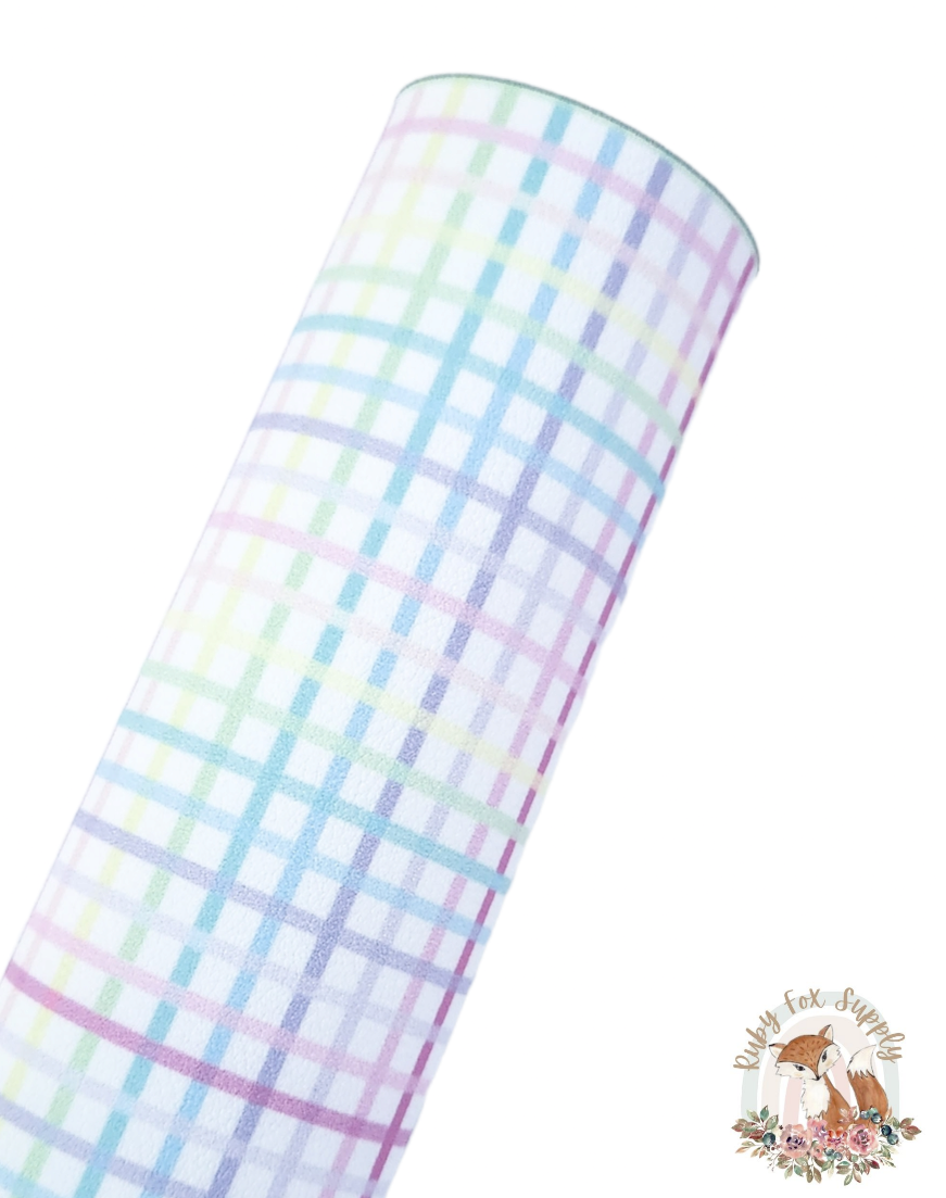 Pastel Grid Line 9x12 faux leather sheet
