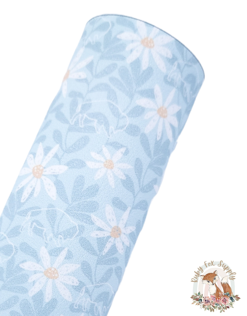 Blue Daisies 9x12 faux leather sheet