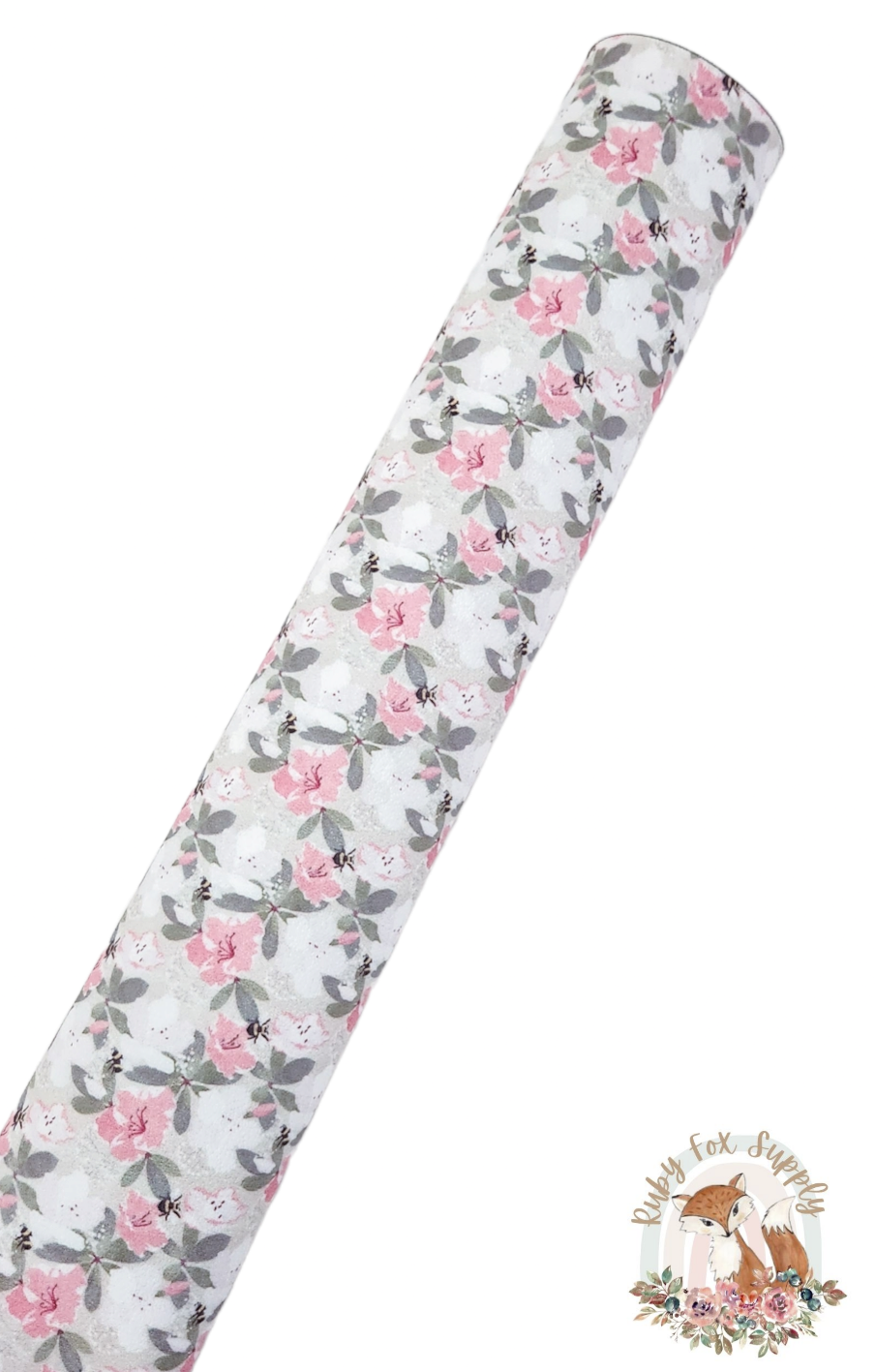Azaleas and Bees 9x12 faux leather sheet