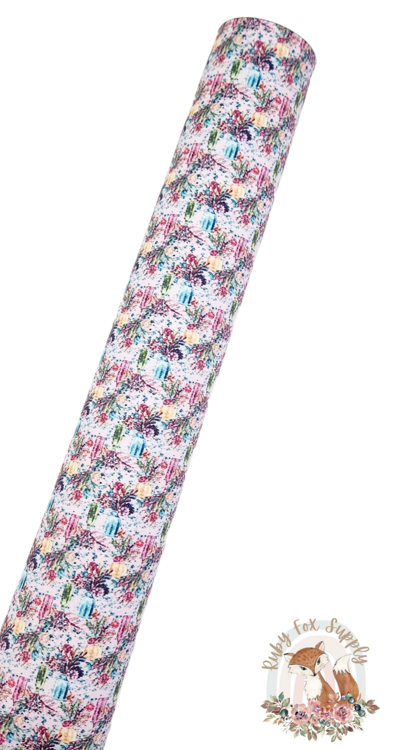 Floral Vases 9x12 faux leather sheet