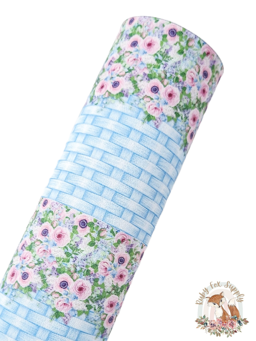 Pink Spring Floral Drip 9x12 faux leather sheet