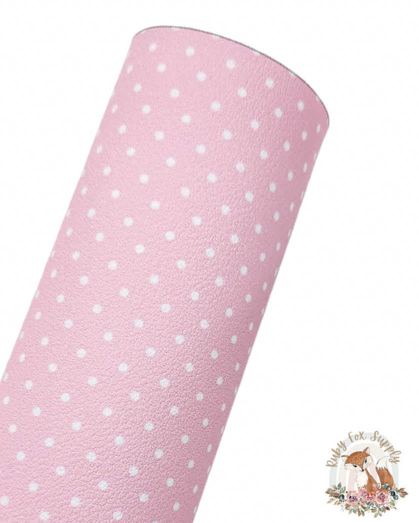 Pink Polka Dots 9x12 faux leather sheet