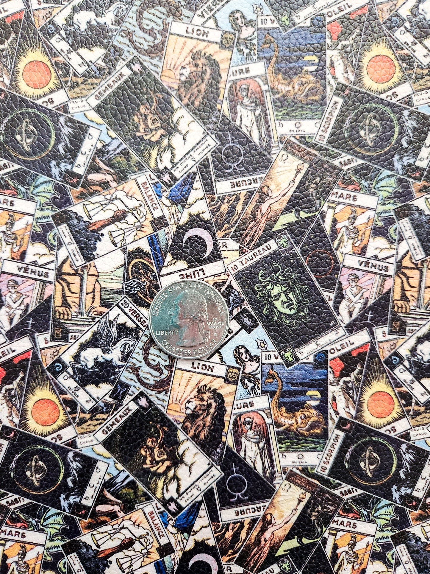 Tarot Cards Collage 9x12 faux leather sheet