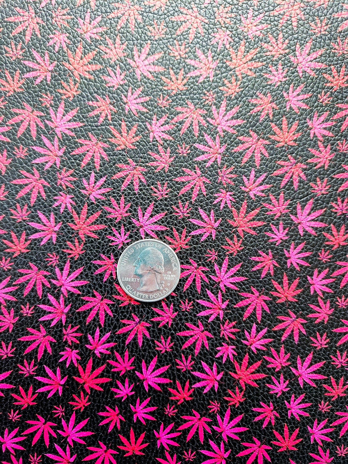 Pink Red Weed 9x12 faux leather sheet
