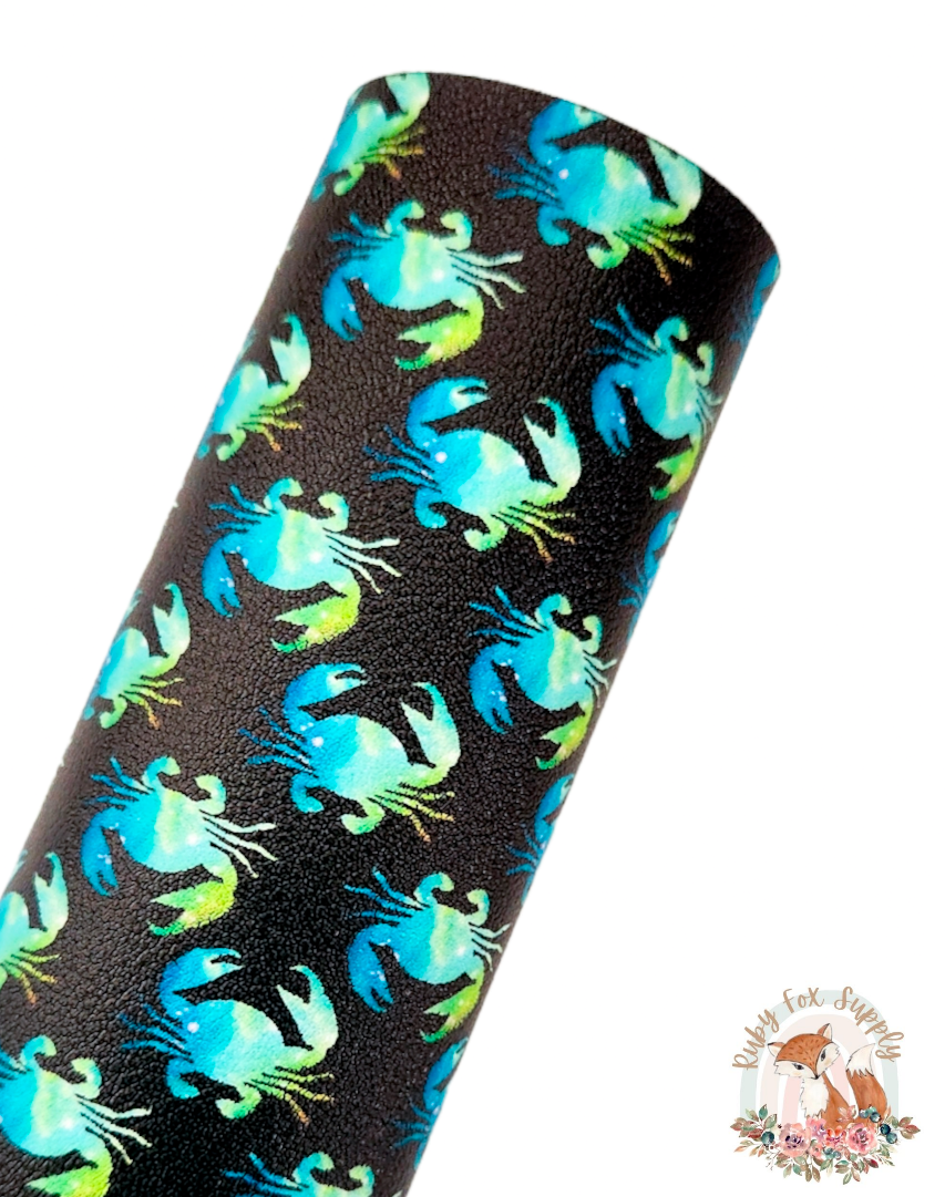 Neon Crab 9x12 faux leather sheet