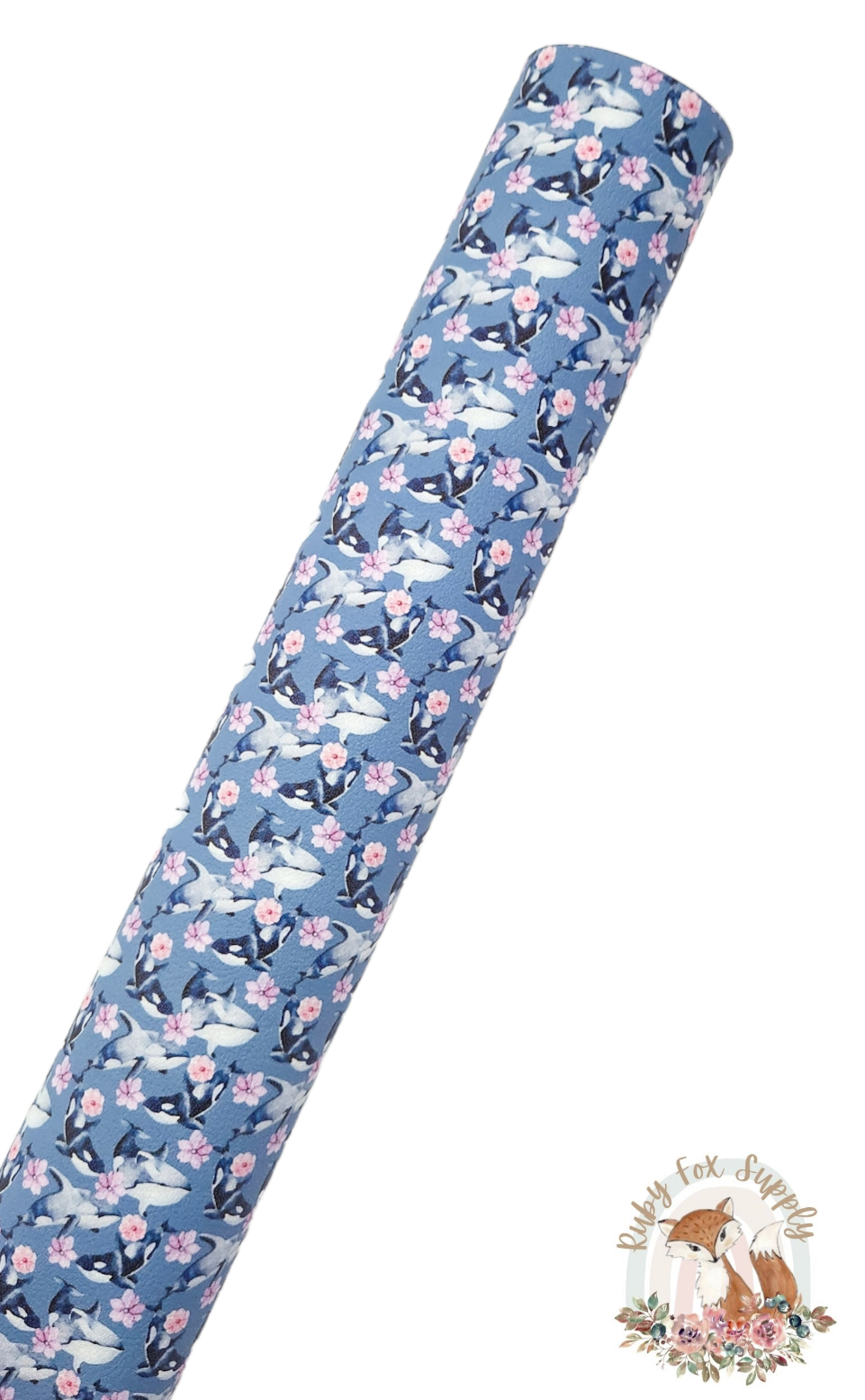 Floral Whales 9x12 faux leather sheet