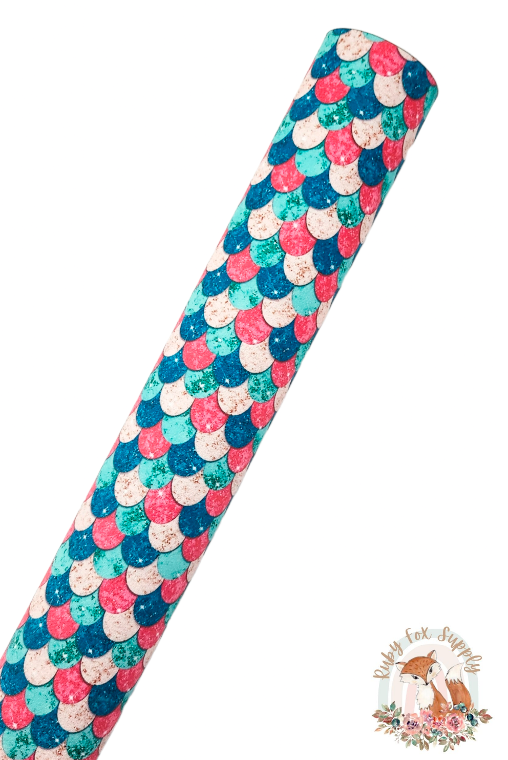 Coral Blue Mermaid Scales 9x12 faux leather sheet
