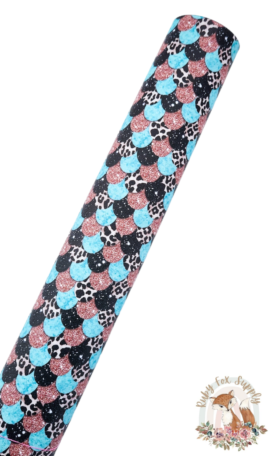 Aqua Animal Print Mermaid Scales 9x12 faux leather sheet