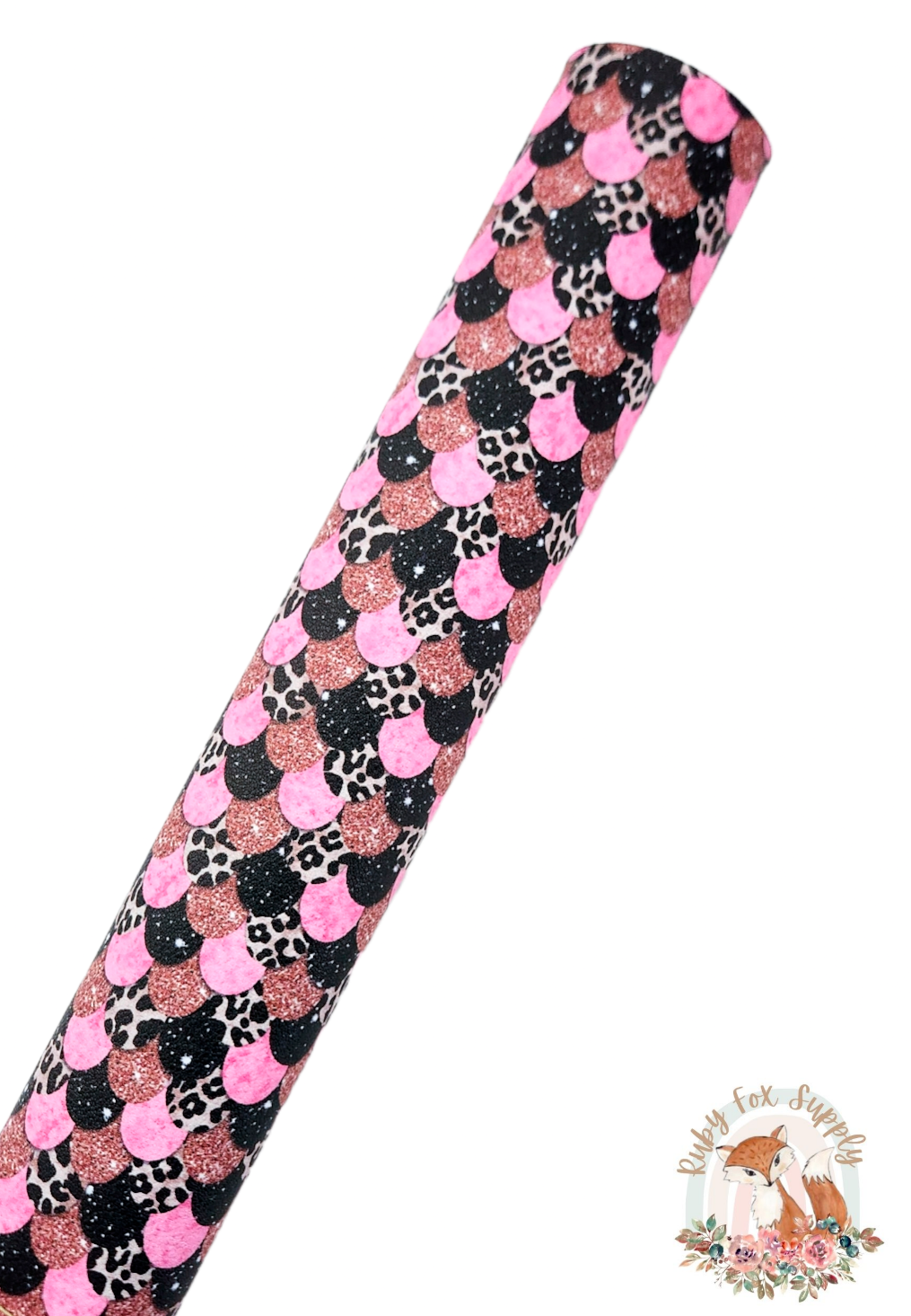 Pink Animal Print Mermaid Scales 9x12 faux leather sheet