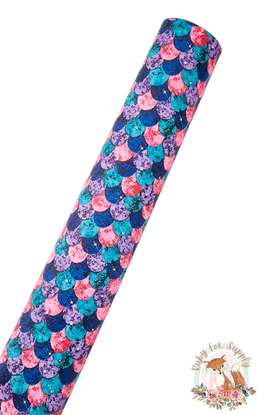 Jewel Toned Mermaid Scales 9x12 faux leather sheet