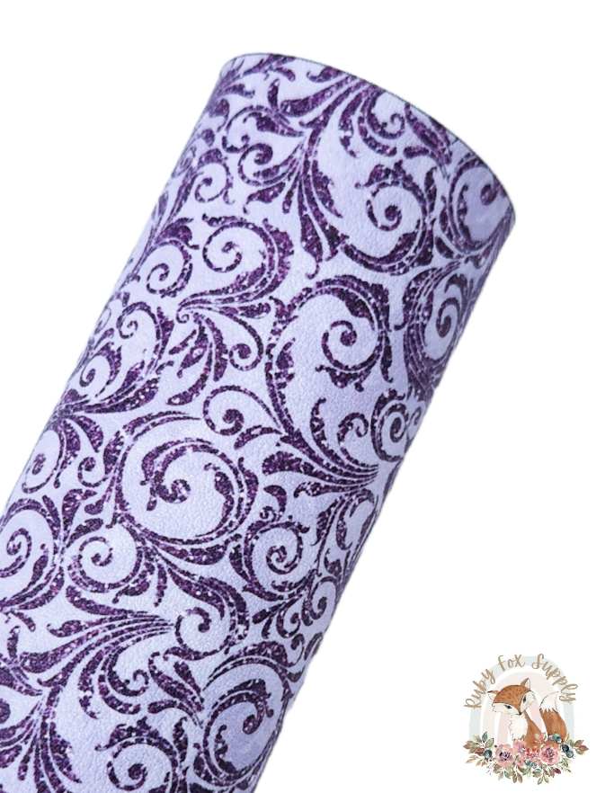Fancy Purple Swirls 9x12 faux leather sheet