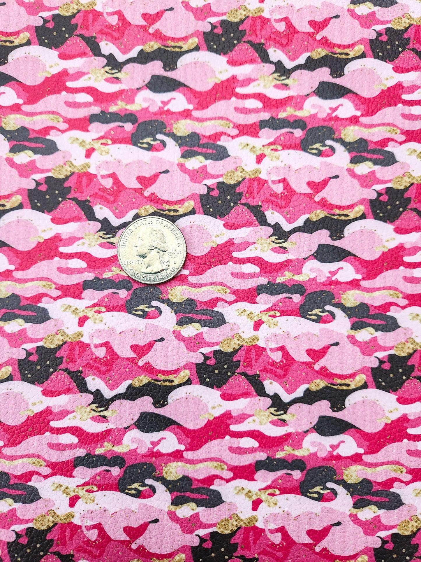Pink Camo 9x12 faux leather sheet