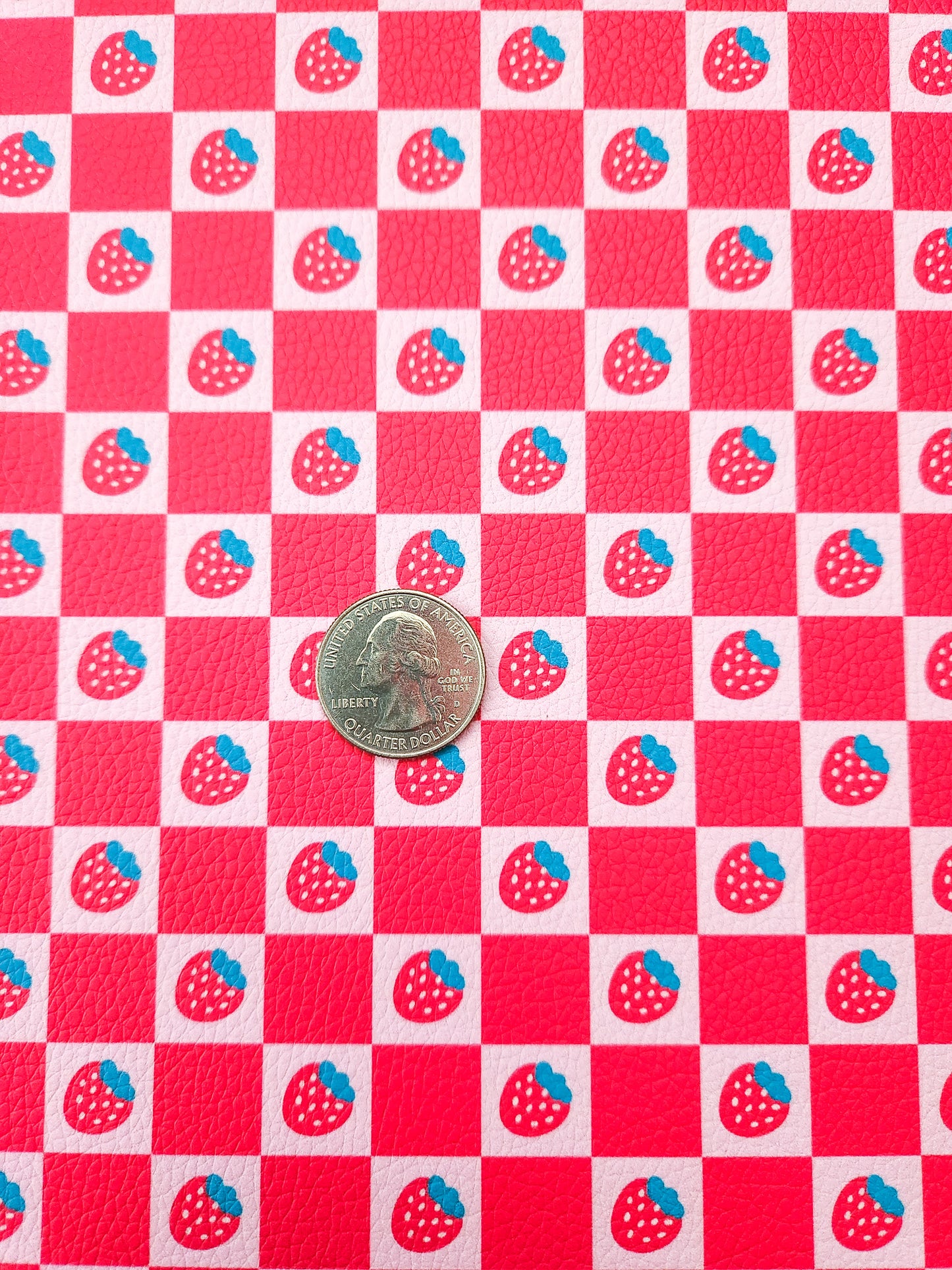 Strawberry Checkers 9x12 faux leather sheet