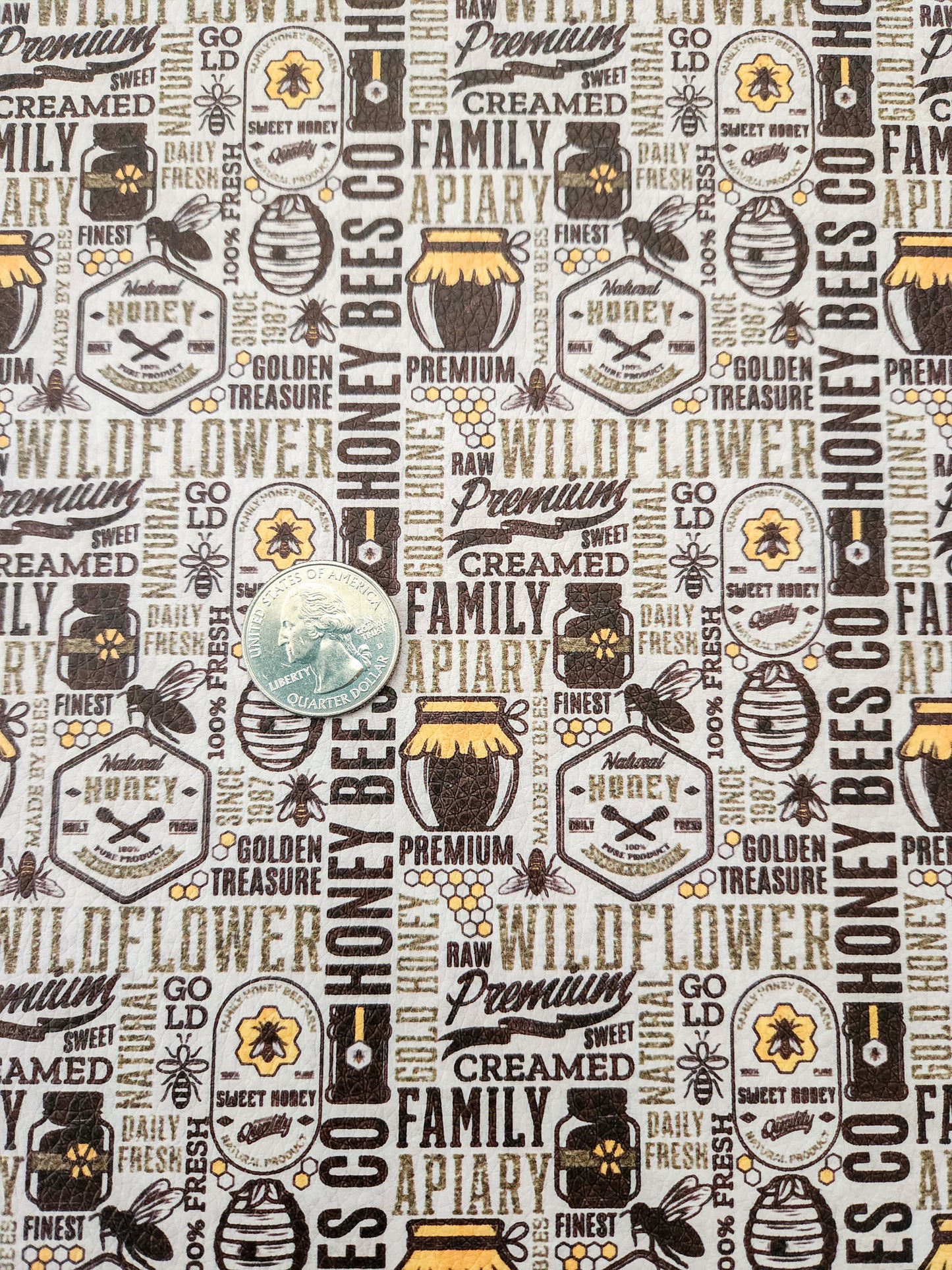 Bee Words 9x12 faux leather sheet